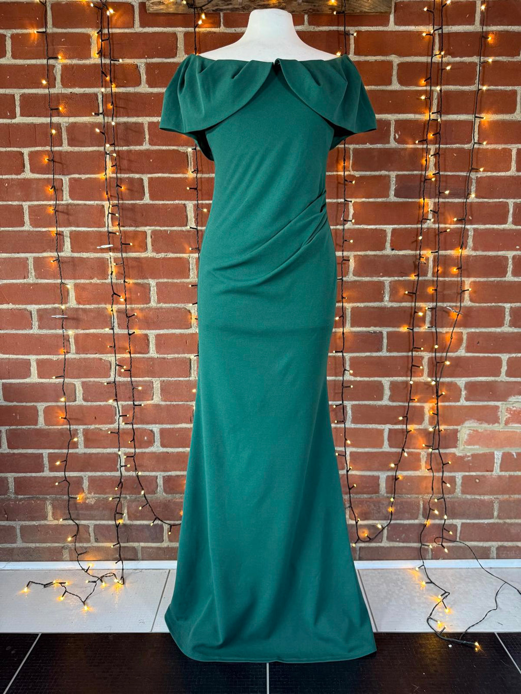 Goddiva Emerald Green Bardot Maxi Gown DR3956 – UK 10
