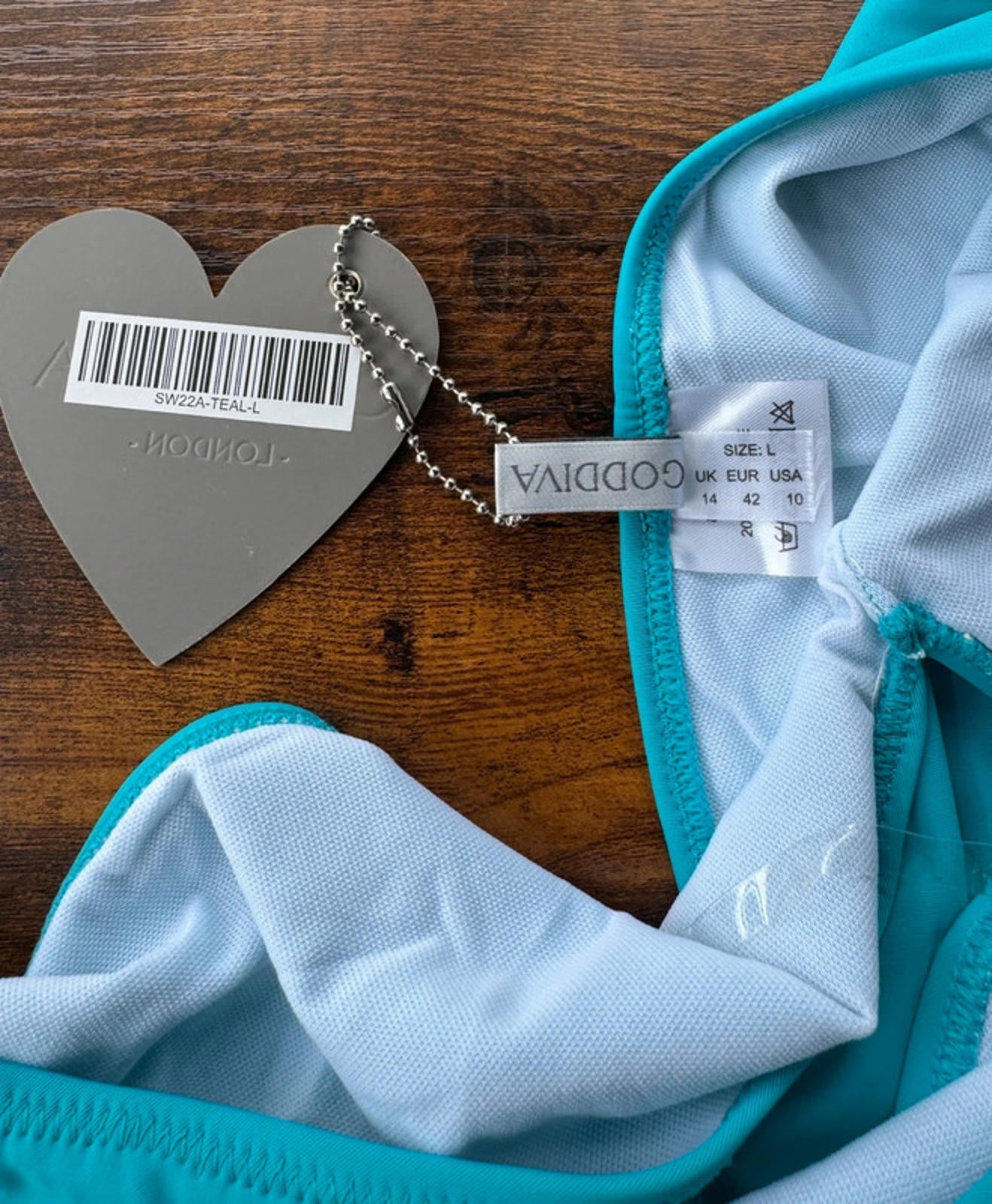 Stylish Aqua Blue Cross-Back Swimsuit Size L (14)