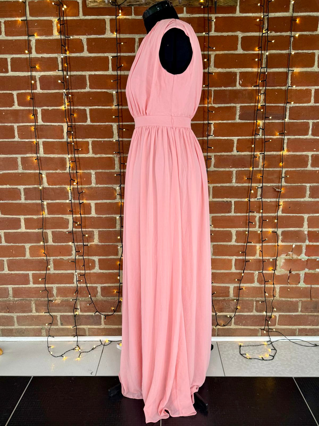 🌸 Goddiva London Grecian Style Maxi Dress – Peach – UK 14 – BNWT #123