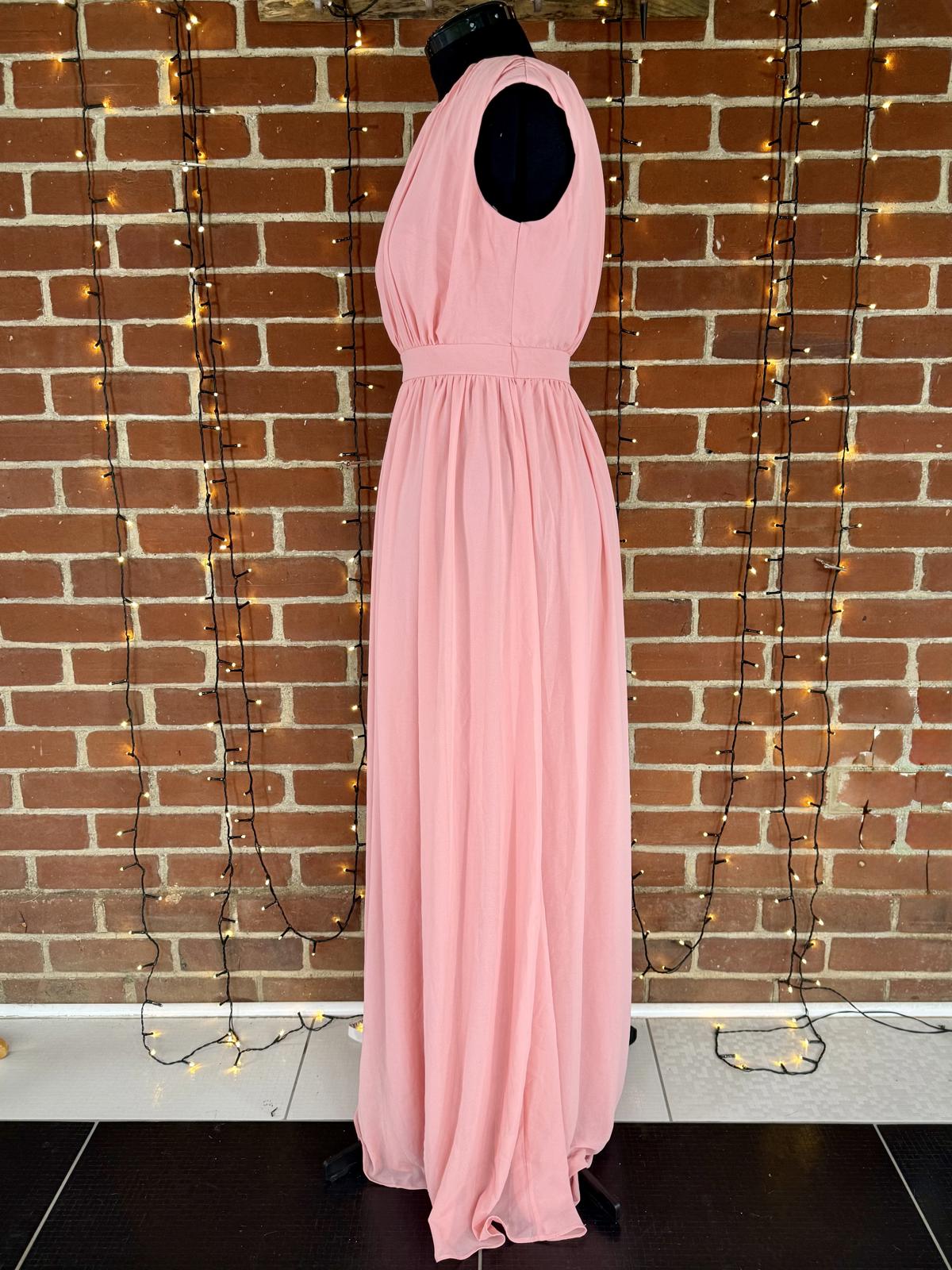 🌸 Goddiva London Grecian Style Maxi Dress – Peach – UK 14 – BNWT #123