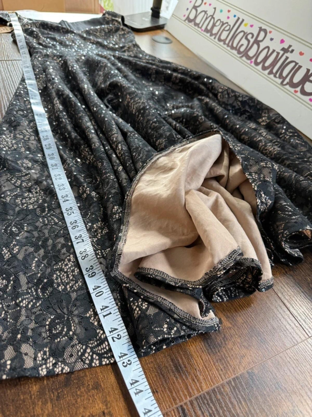 Black Lace Midi Dress UK 6 8 Fit Flare Party Evening Wedding Guest NWOT