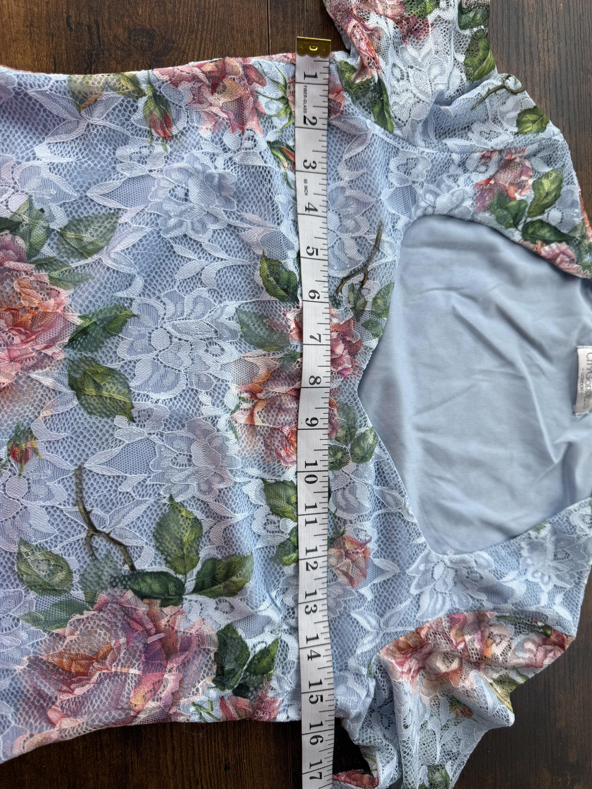 City Goddess Floral Lace Dress - Elegant Blue & Pink Design- size 8