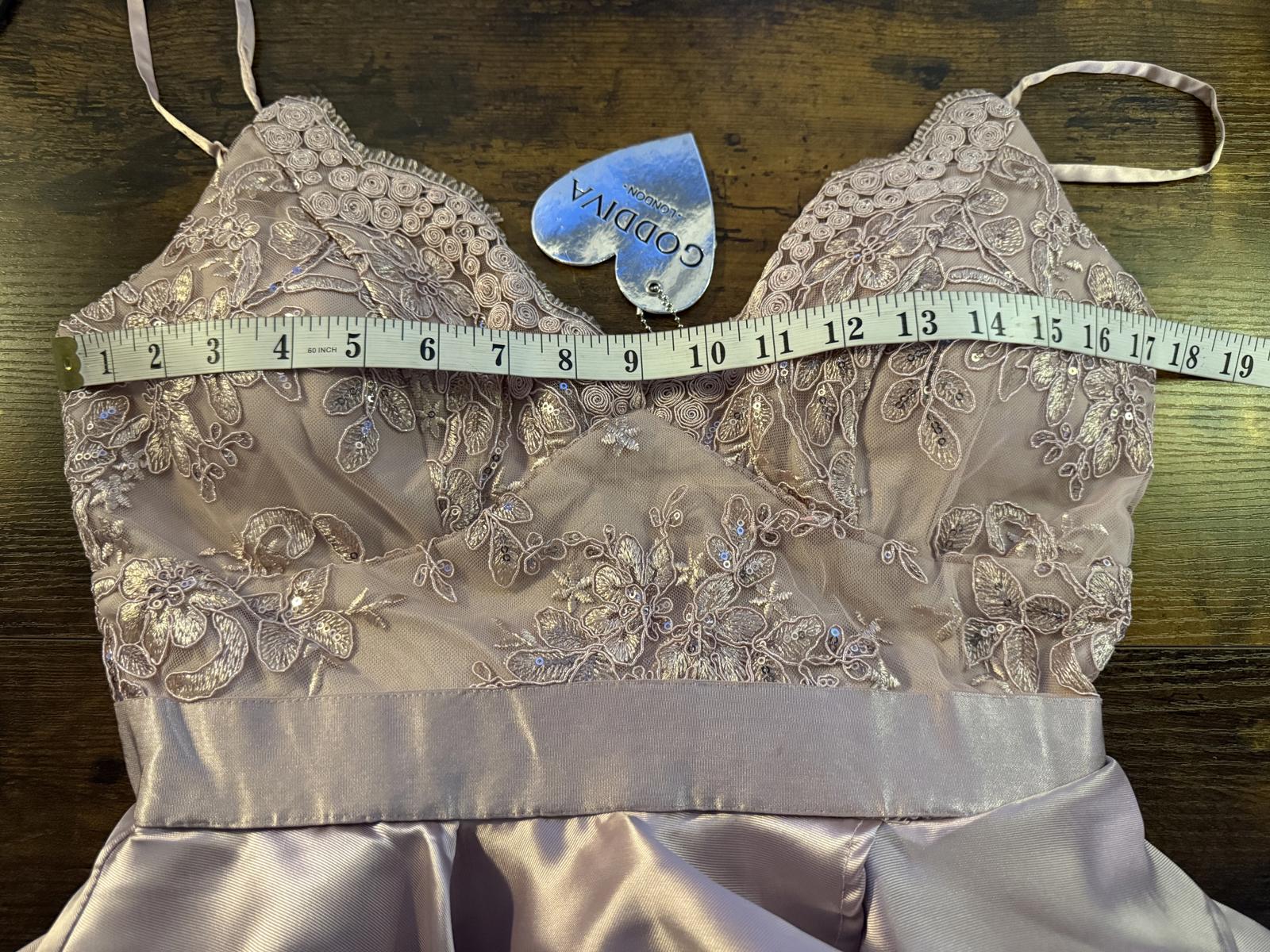 Goddiva London Blush Pink Satin Layered Dress UK 10-12 | Embroidered Gown