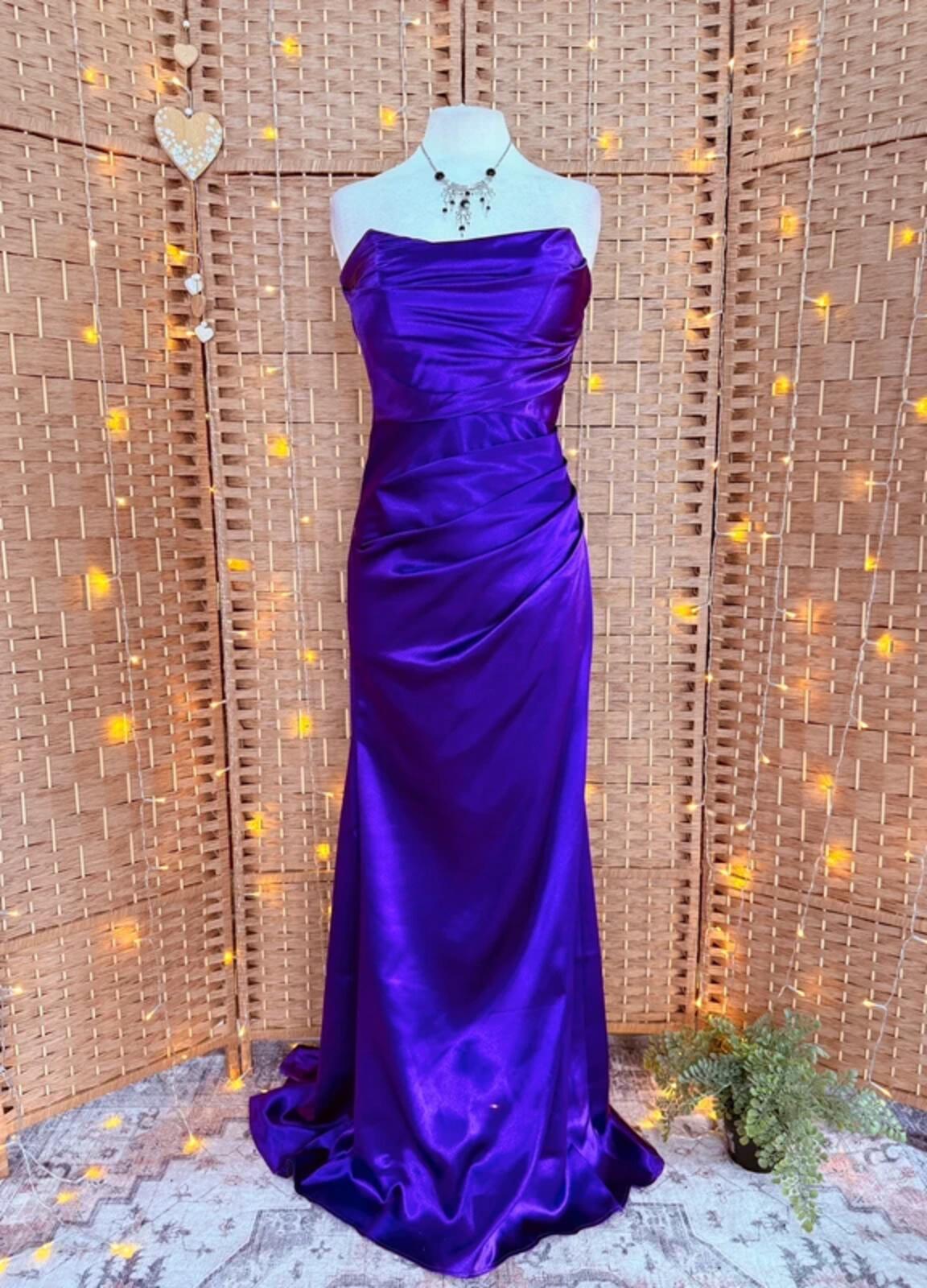 Goddiva Purple Satin Maxi Dress UK 8 BNWT Prom Evening Gown