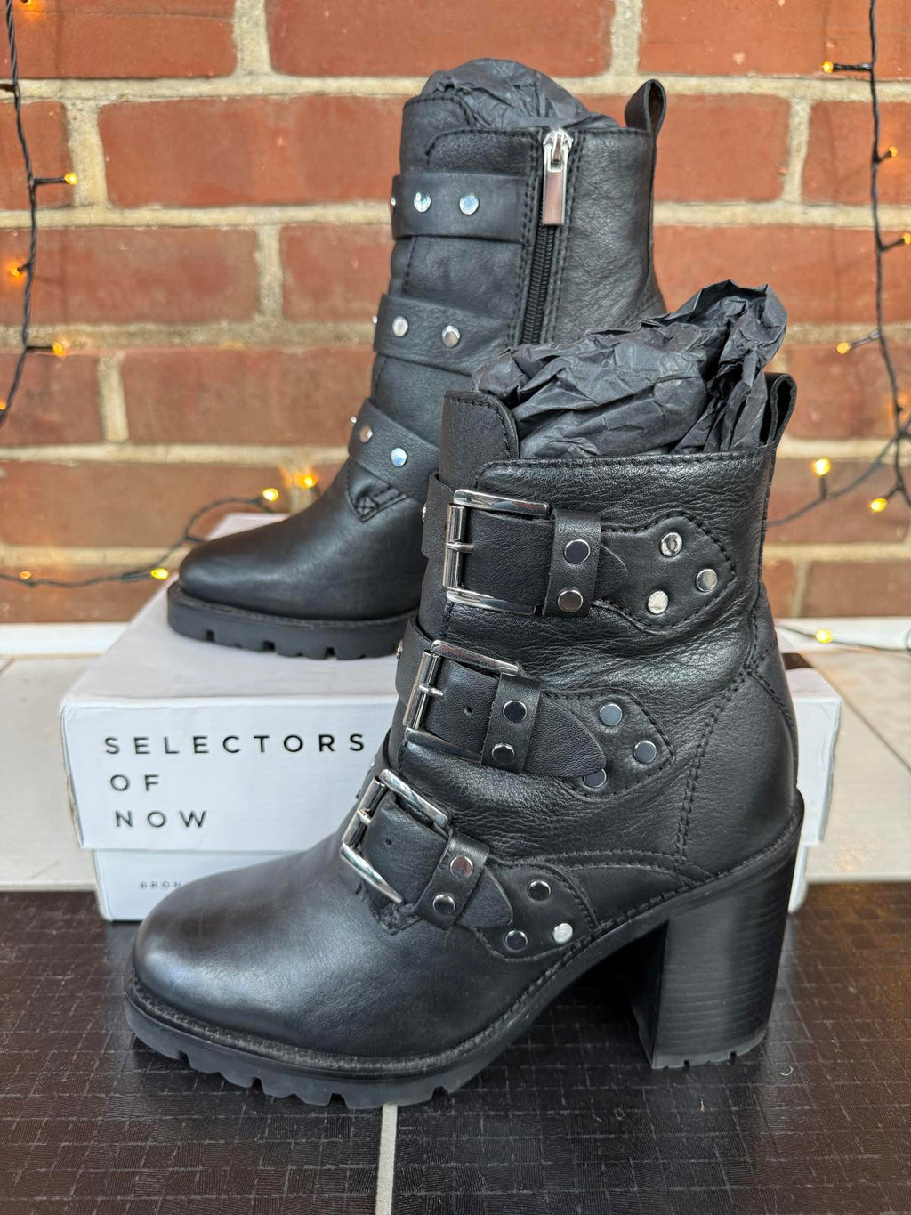 🖤 Bronx ‘Sky’ Black Leather Buckle Ankle Boots | Size EU 39 UK 6