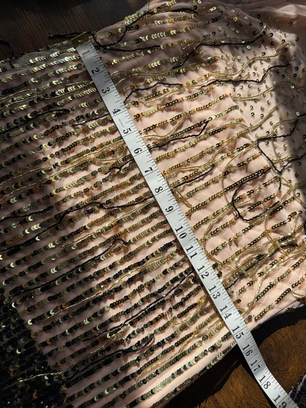 Gold & Black Vintage style Sequin Sheer Mini Dress | UK 8–10 / US 4–6        .48