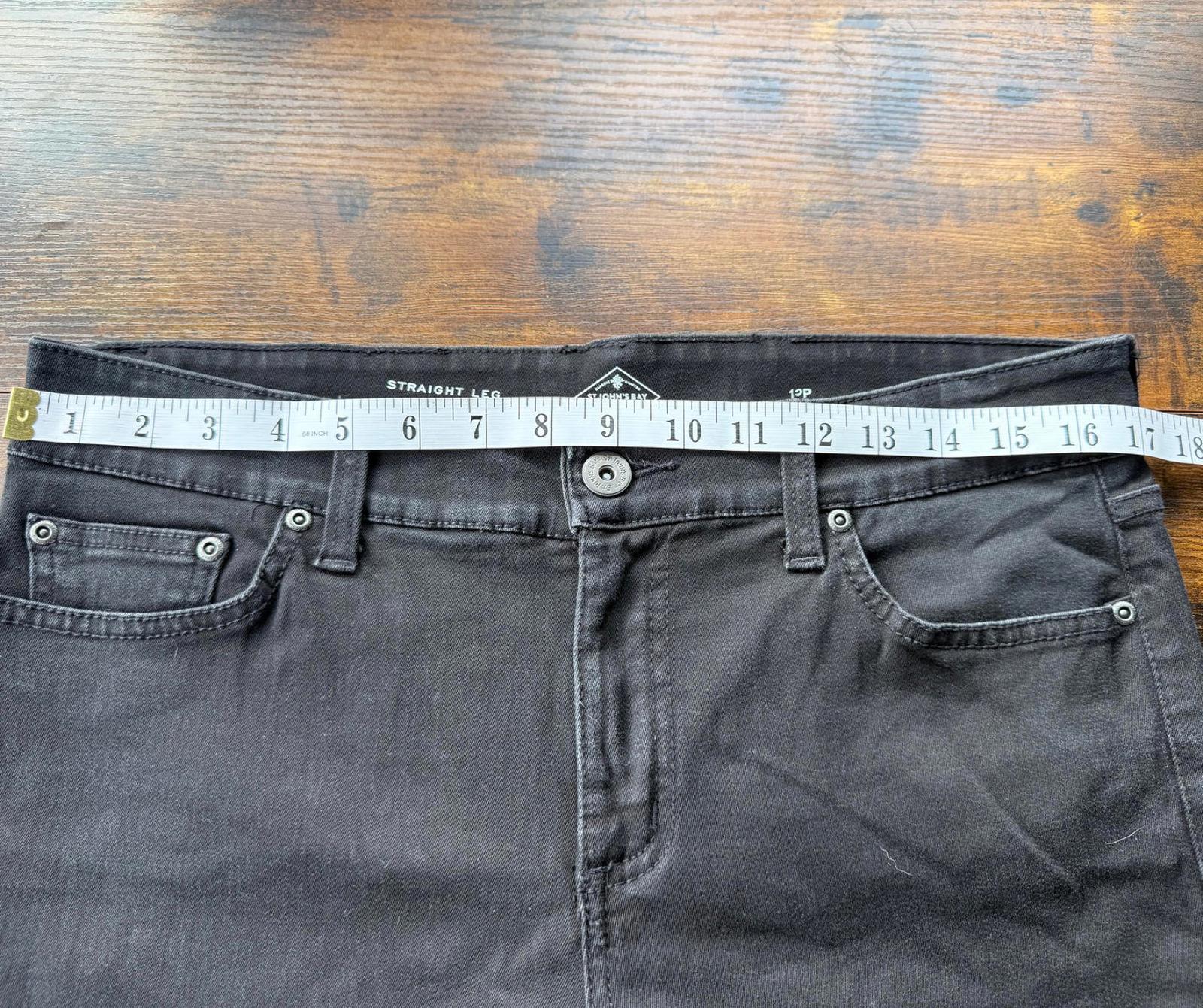 St. John’s Bay Straight Leg Black Jeans – Size 13P (US) / UK 16 Petite