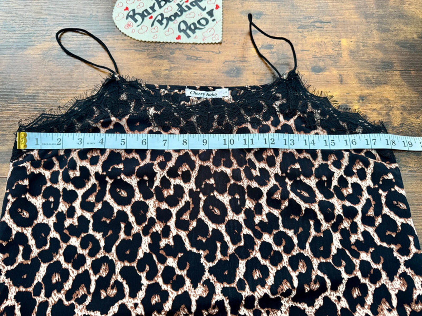Chic Leopard Print Camisole with Lace Trim - Size Large