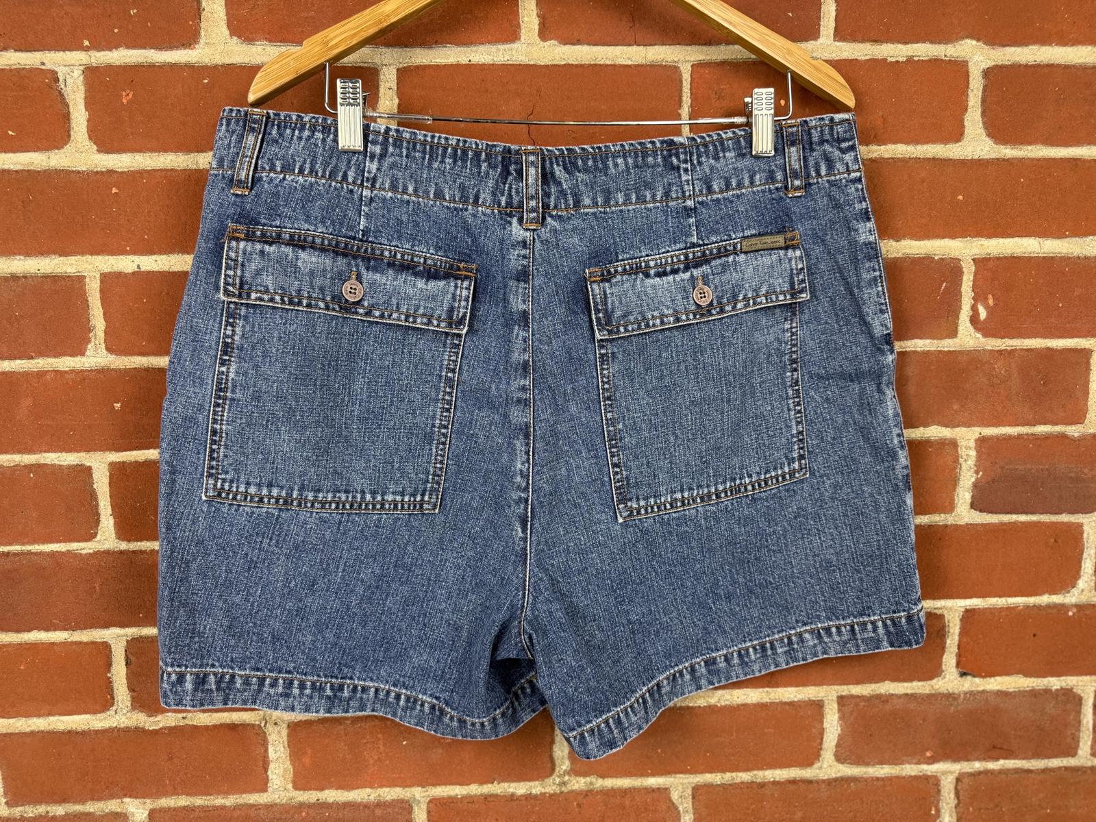 Calvin Klein Jeans Denim Shorts UK 16 Blue Utility Style Mid Rise