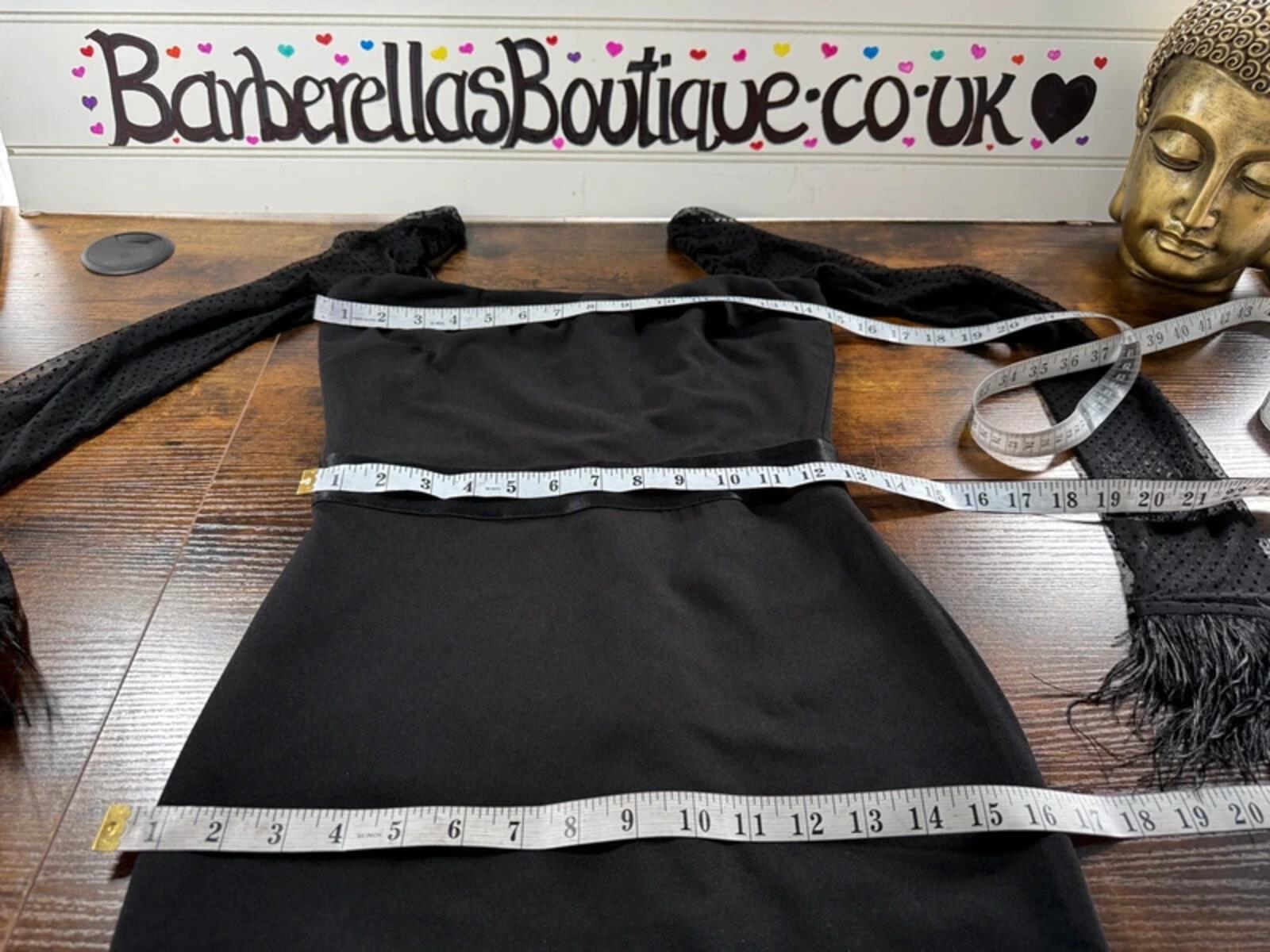 Goddiva Black Feather Cuff Midi Dress UK 8 BNWT Sample Occasion