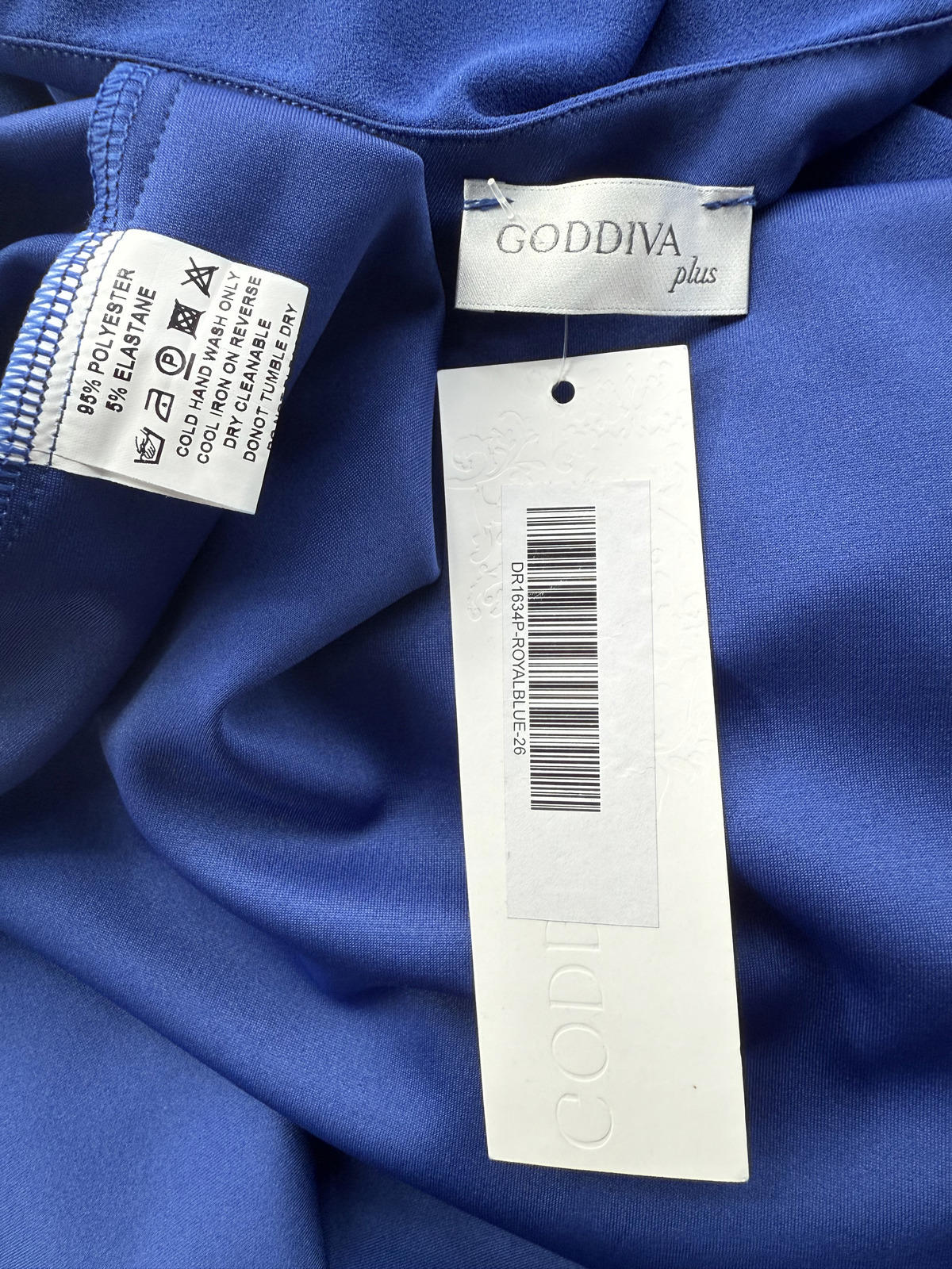 Goddiva Plus Royal Blue One Shoulder Asymmetric Dress DR1634P UK 26          237