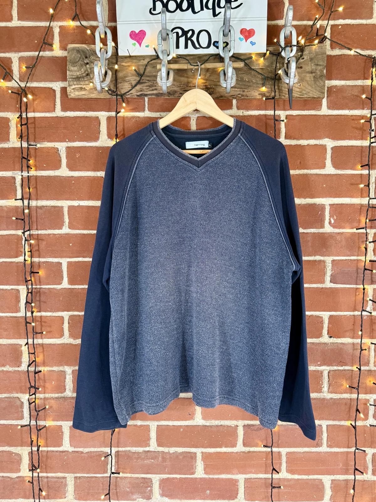 Red Herring Grey Navy Sweatshirt Fleece Casual Jumper XL GUC Cotton Mix 66