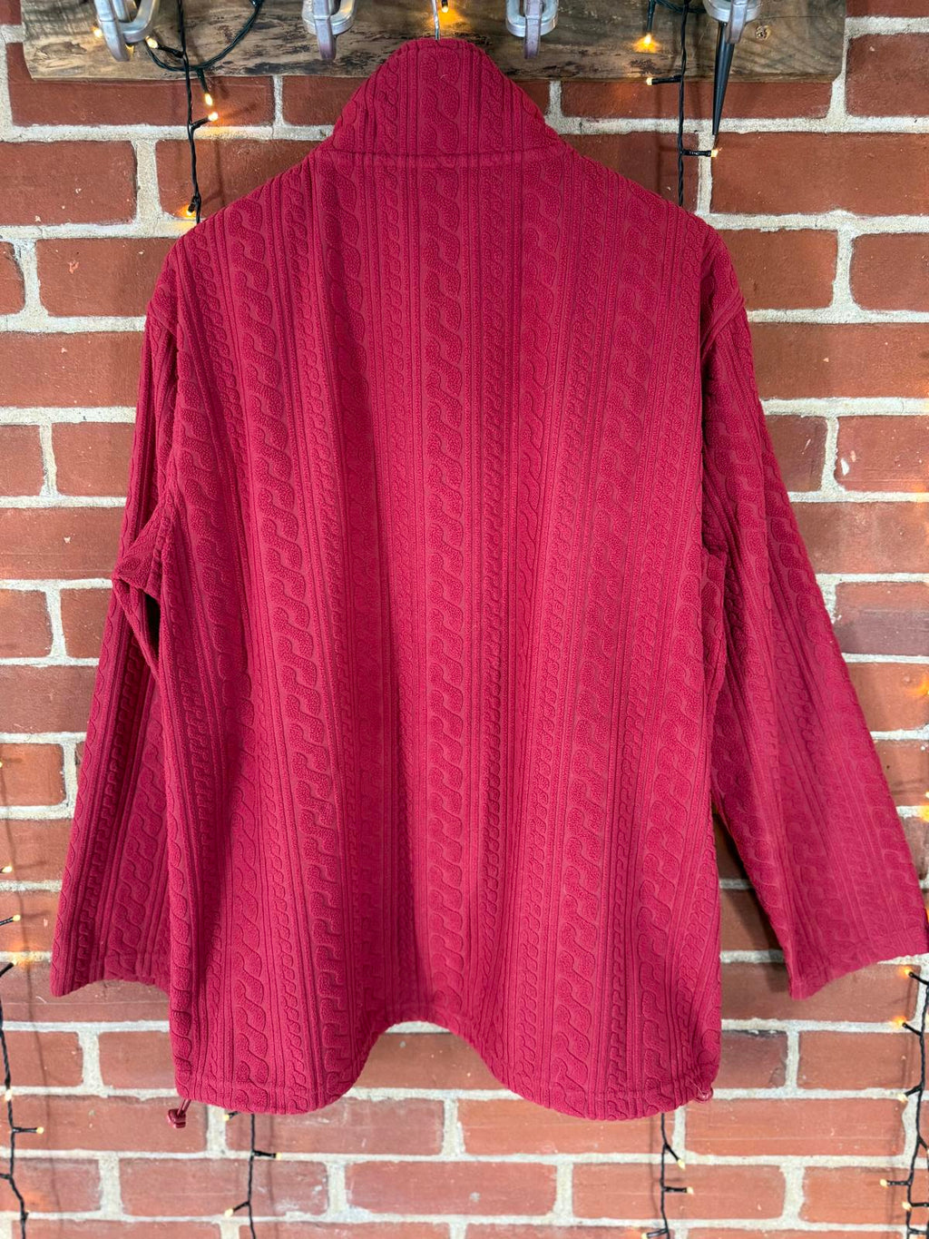 Cotton Traders XL Red Textured Quarter Zip Fleece Top 100% Polyester NUM2