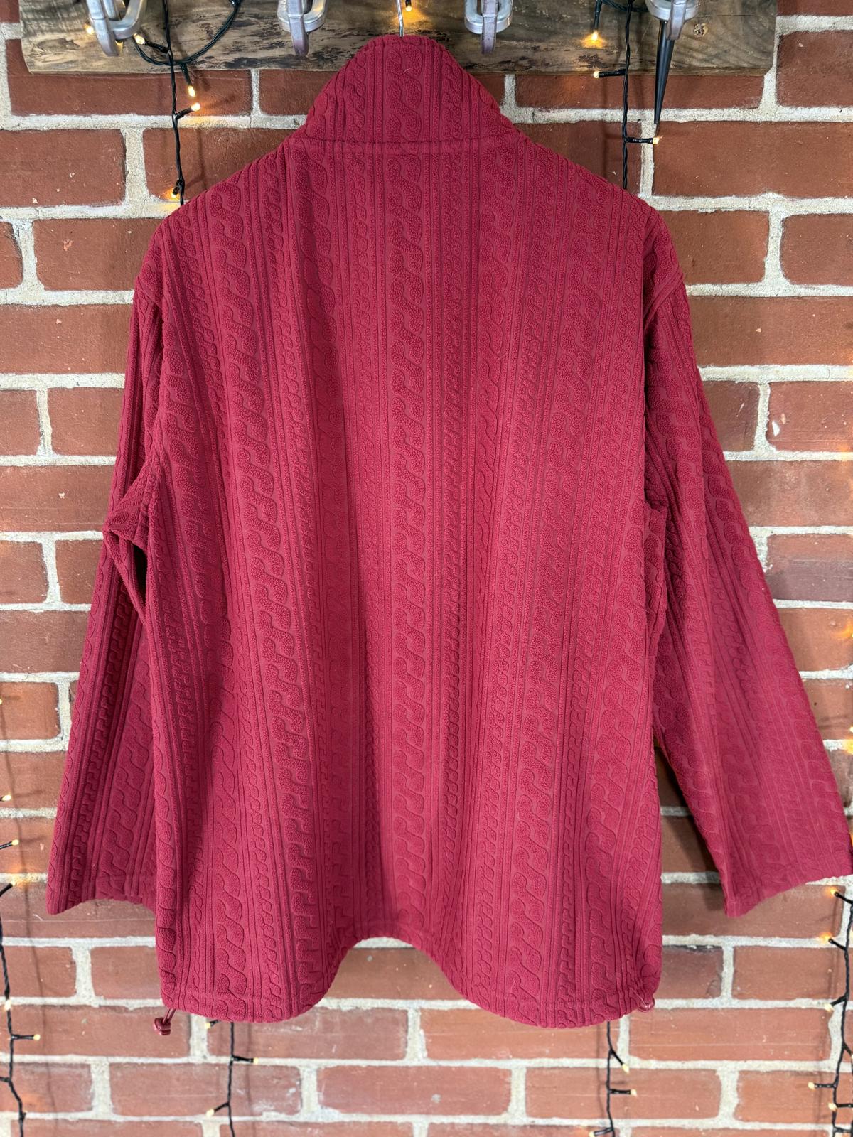 Cotton Traders XL Red Textured Quarter Zip Fleece Top 100% Polyester NUM2