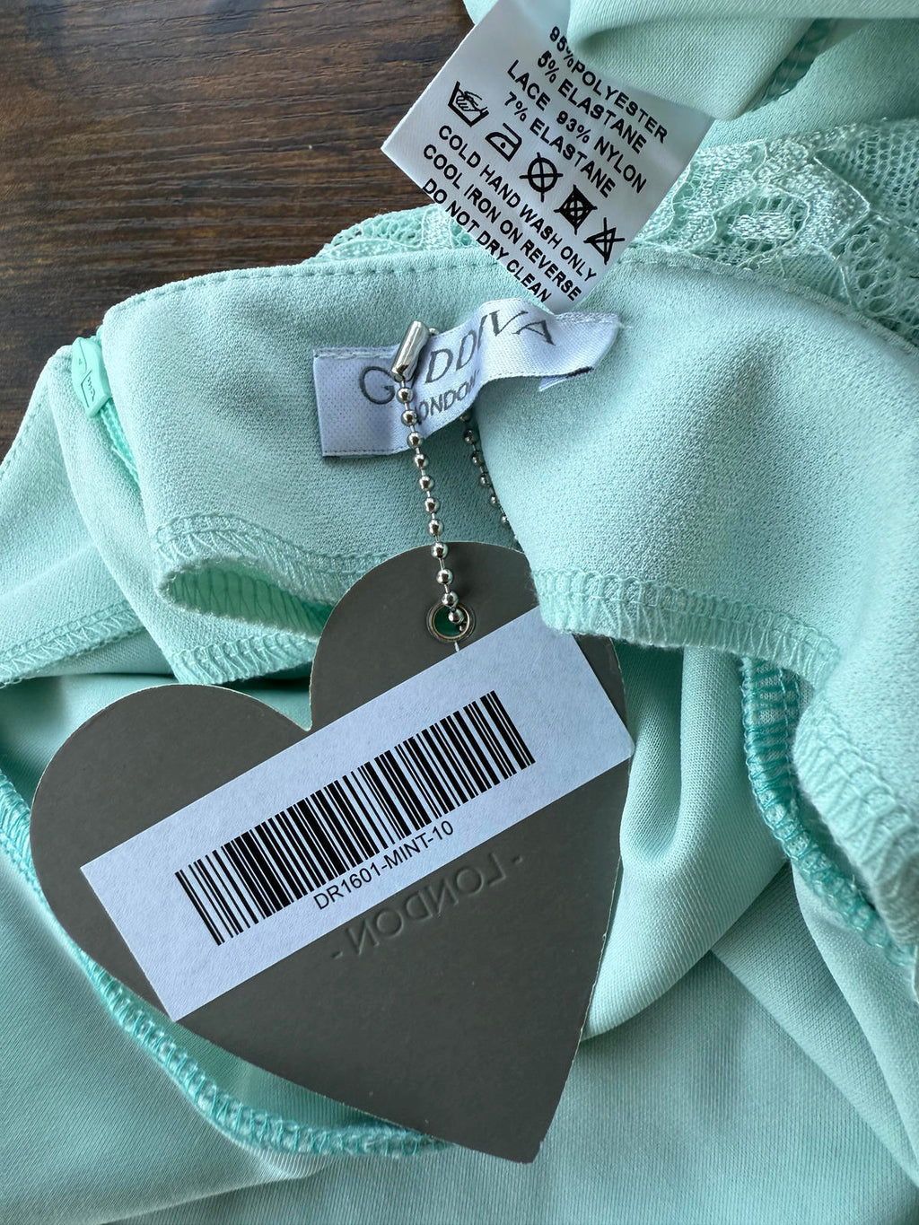 Goddiva Mint Green Lace High Neck Fishtail Midi Dress UK 10 BNWT