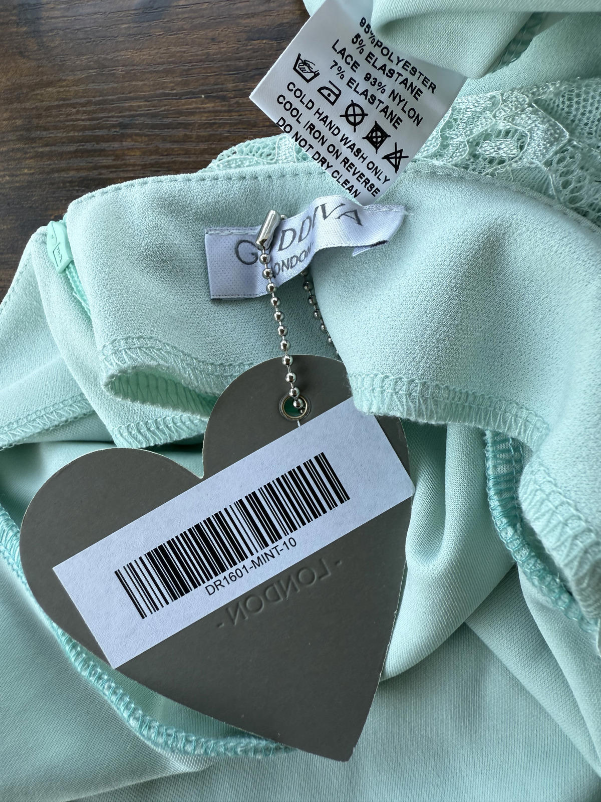 Goddiva Mint Green Lace High Neck Fishtail Midi Dress UK 10 BNWT