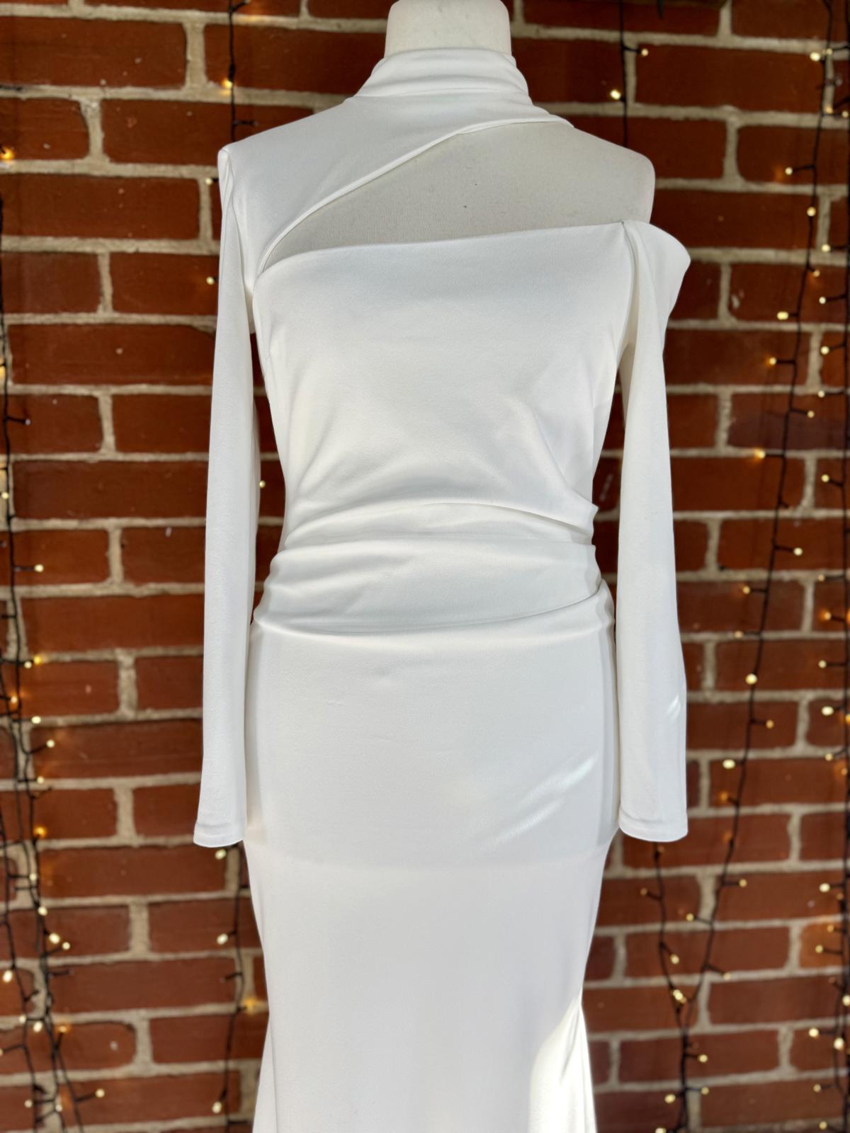 Goddiva London DR3402W Cream One-Shoulder Evening Gown – UK 12 #86