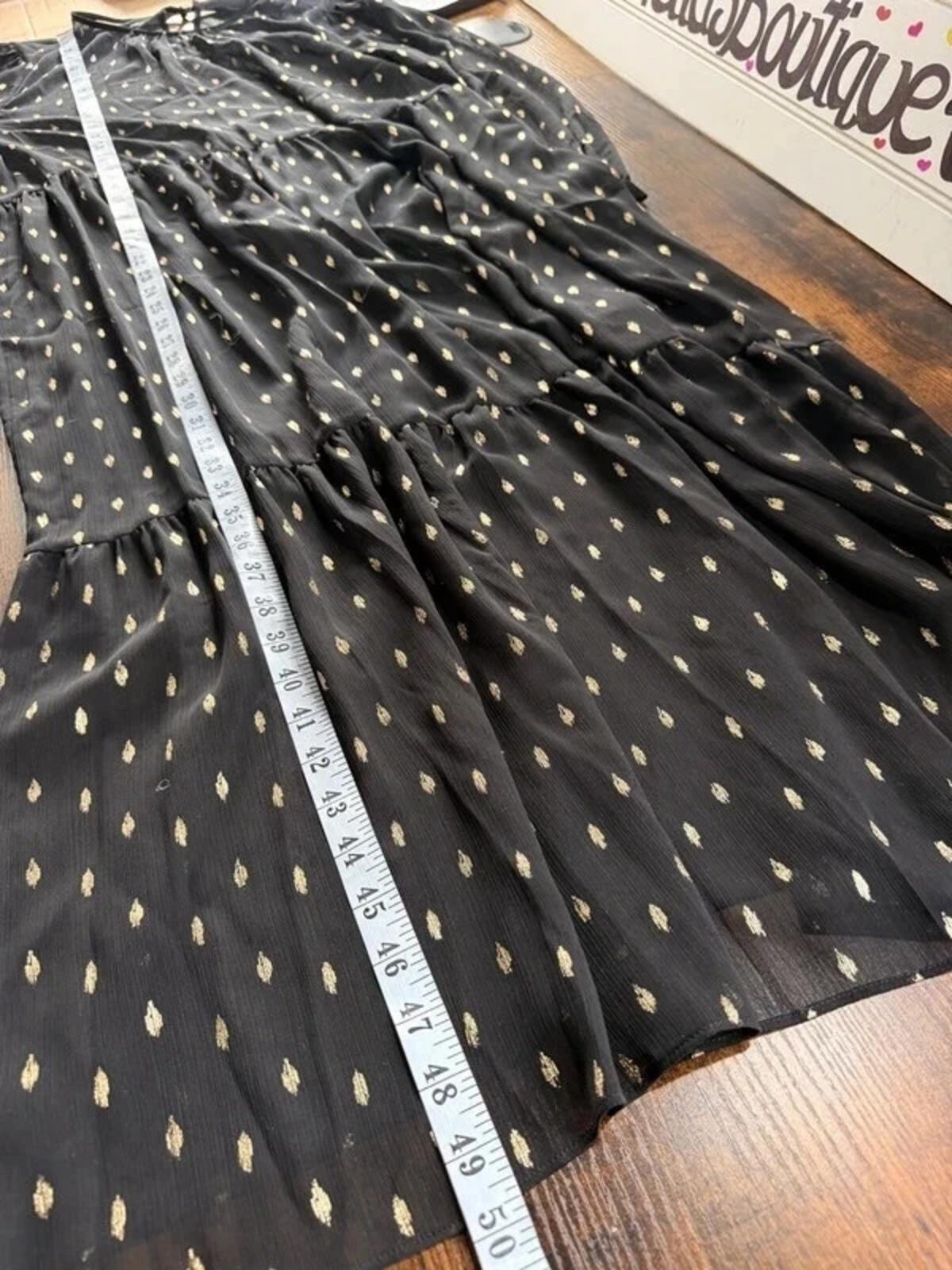 M&S Collection Black Gold Spot 2 Piece Midi Maxi Dress UK 18
