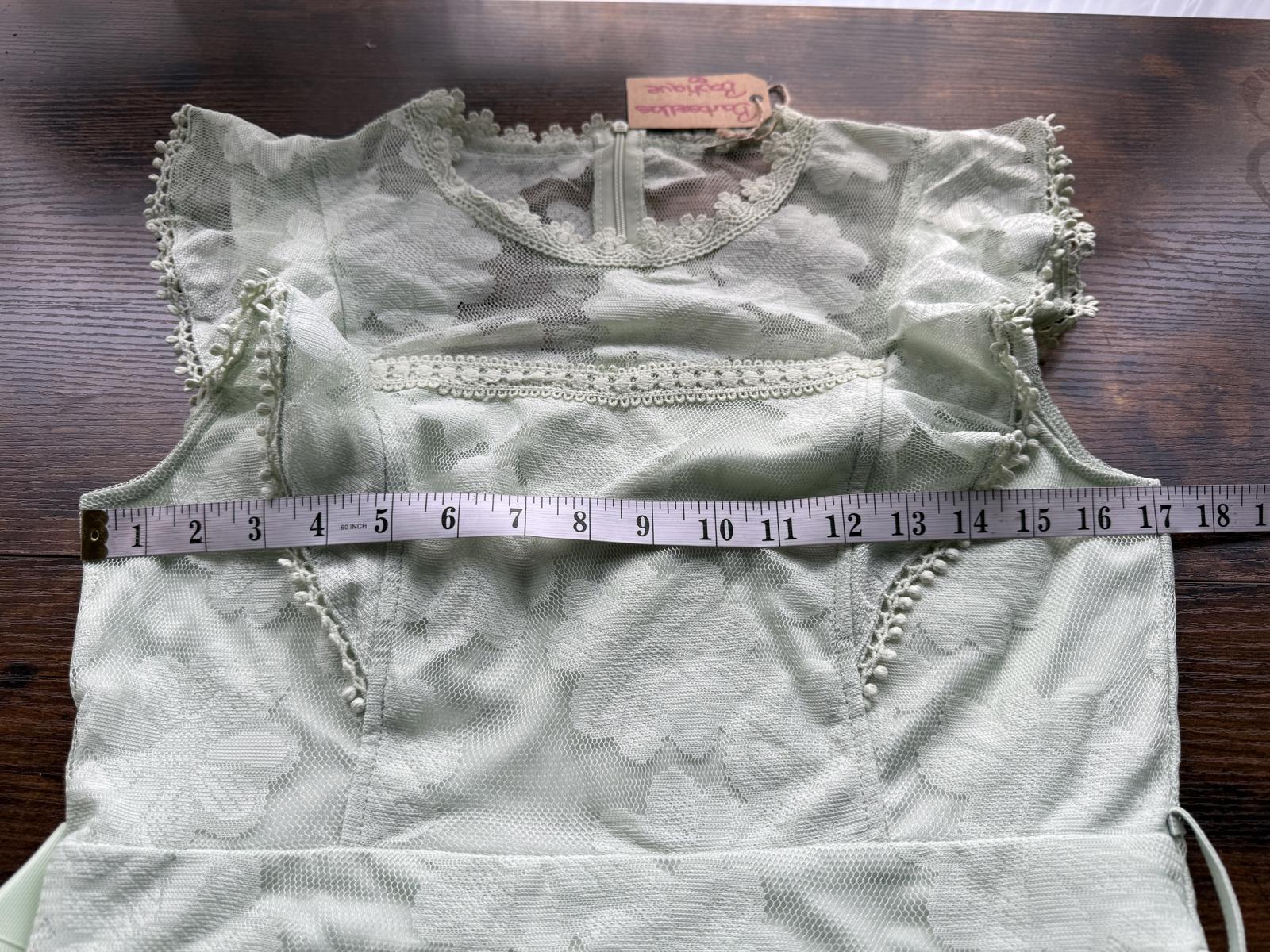 💚 Barberellas Boutique Delicate Lace Dress – Sage Green – Size UK 12 #120