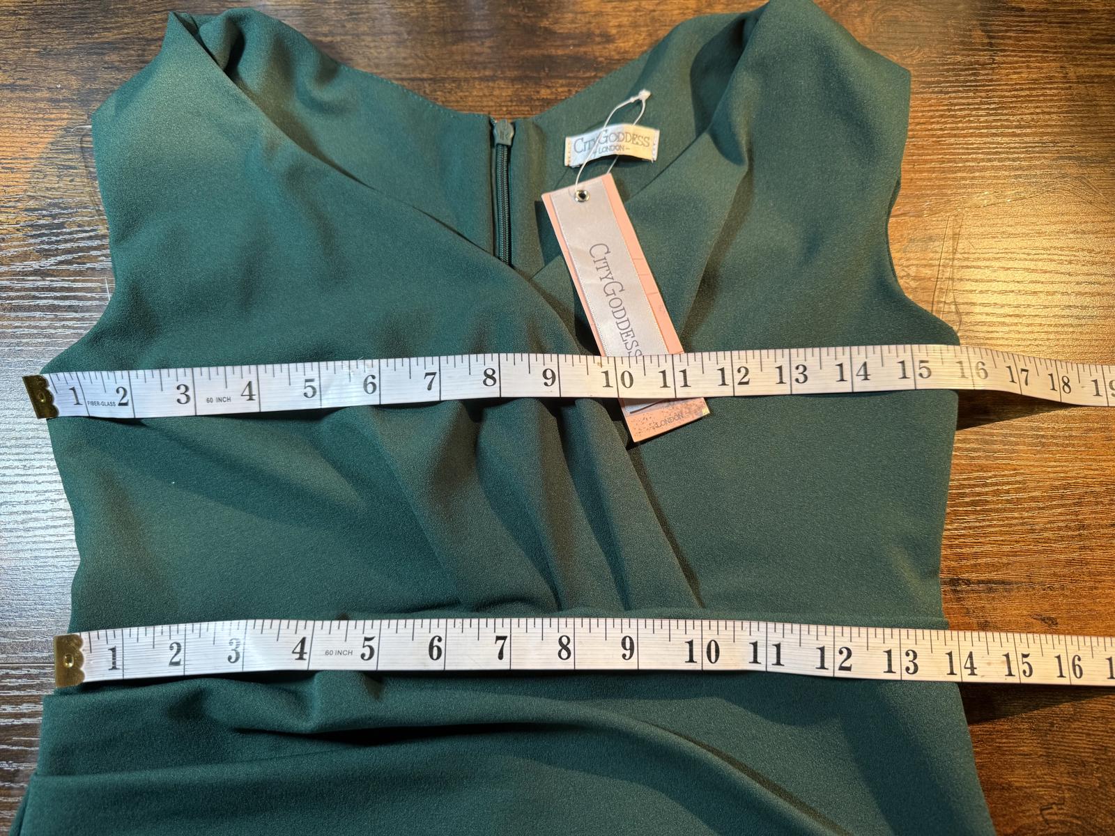 City Goddess Emerald Green Maxi Dress UK 12–14 / US 8–10 Ruched BNWT        .319