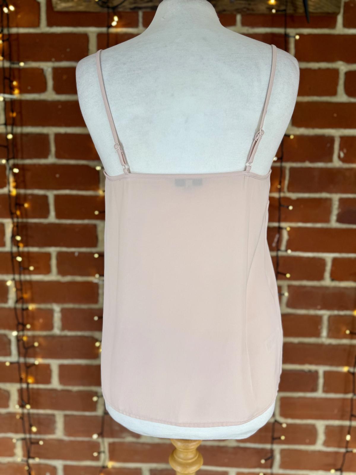 Next Blush Pink Studded Cami Top UK 10 VGC Soft Satin Look Vest Sleeveless #147