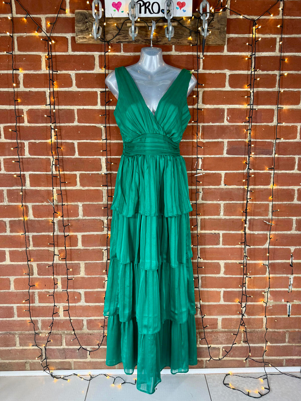 Goddiva London Emerald Green Tiered Maxi Dress Size 8 BNWT #209