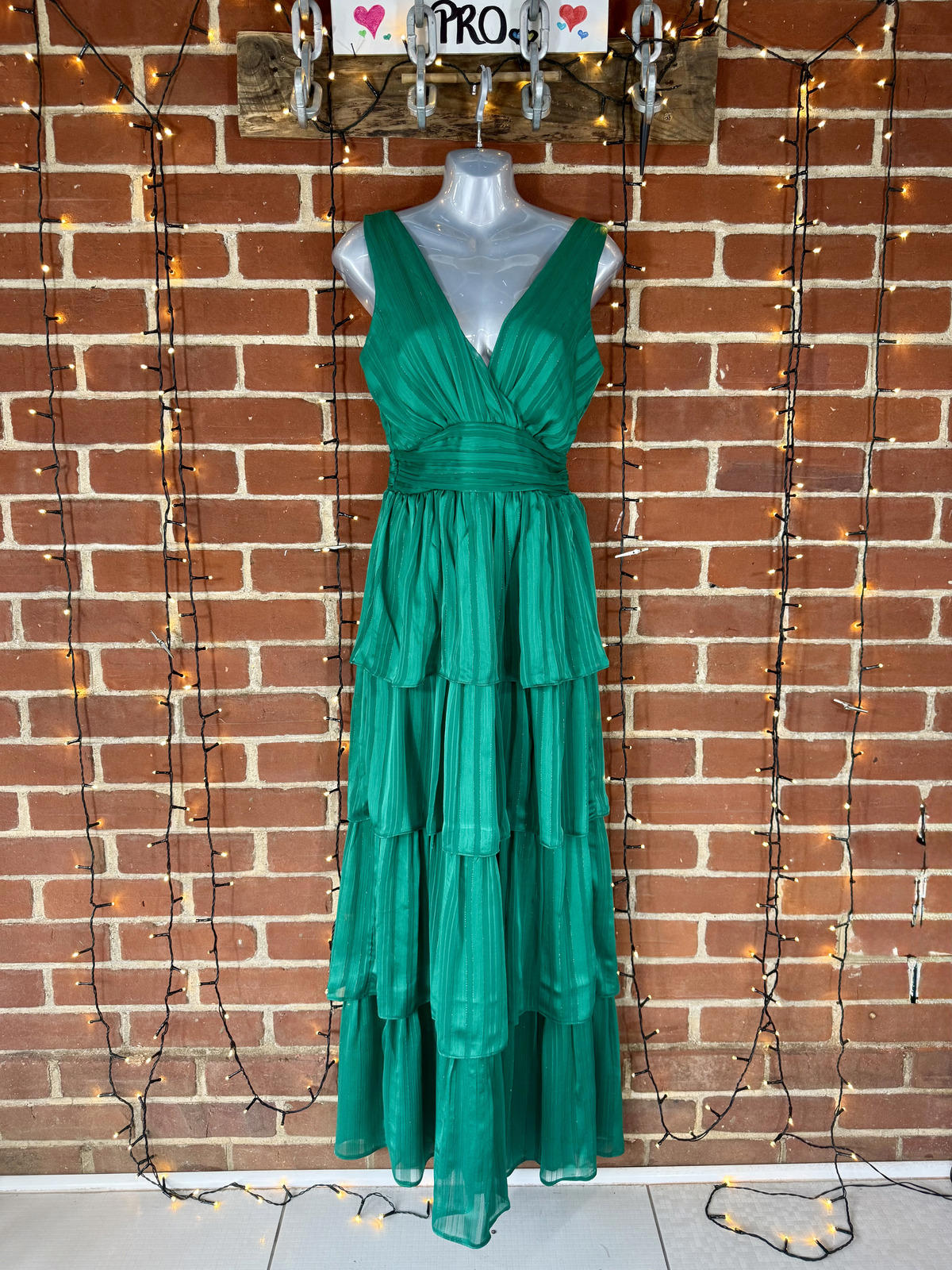 Goddiva London Emerald Green Tiered Maxi Dress Size 8 BNWT #209