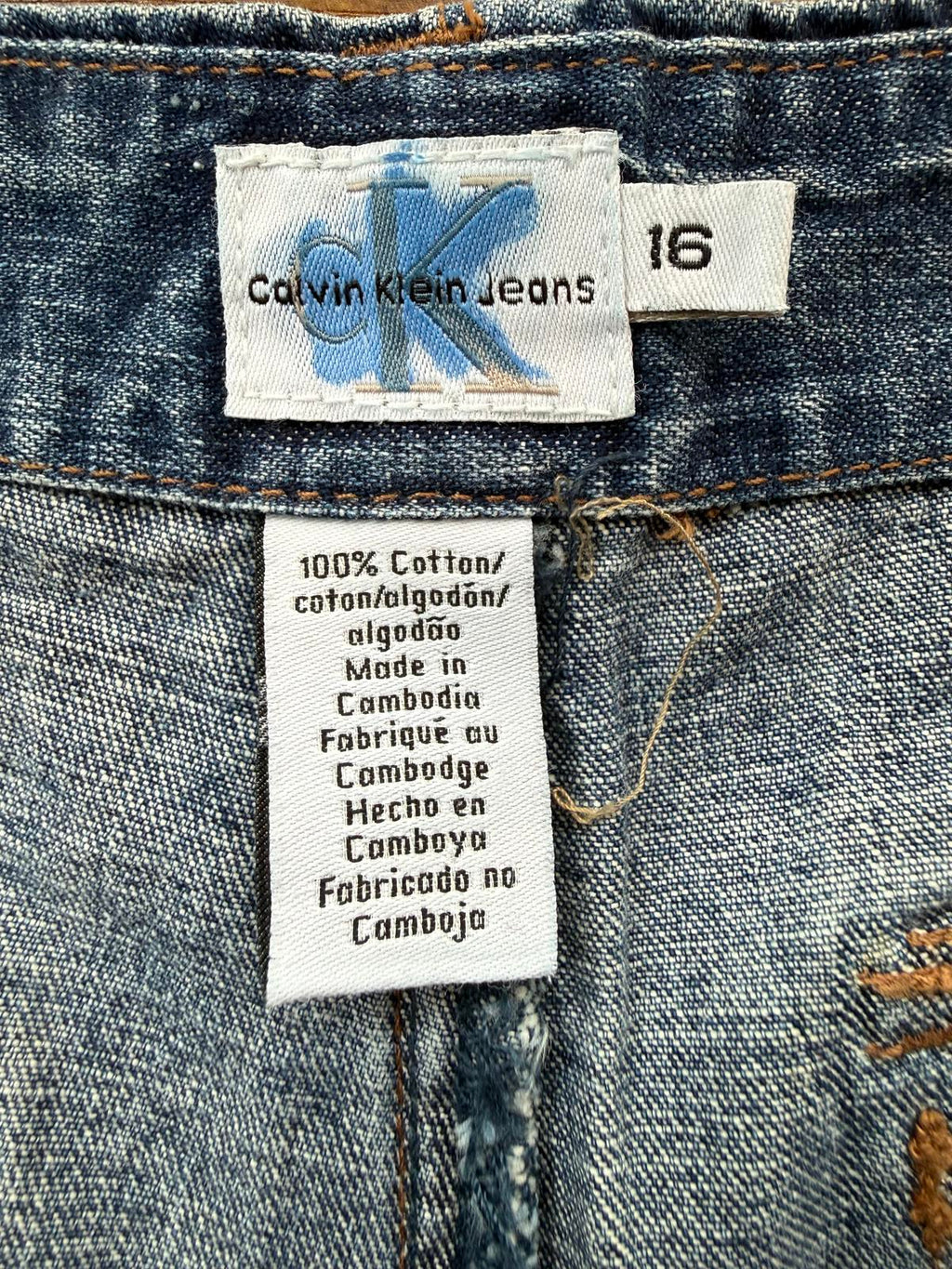 Calvin Klein Jeans Denim Shorts UK 16 Blue Utility Style Mid Rise