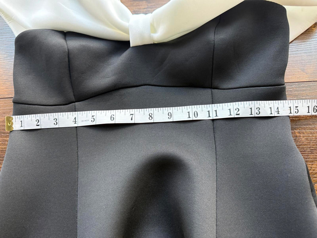 Goddiva London Black & Cream Bow Bust Midi Dress – UK 12 ⚠️ Read Condition Note