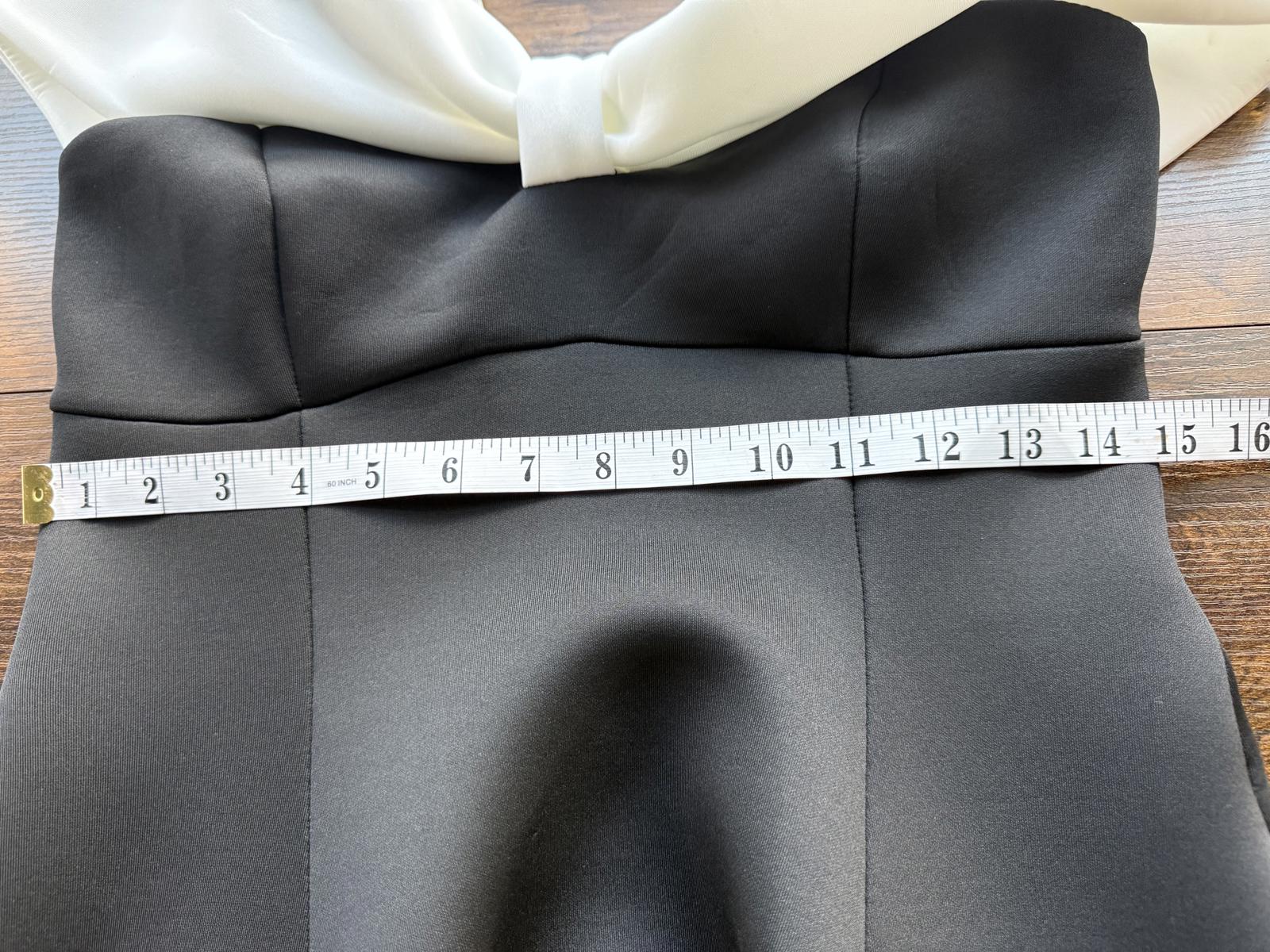 Goddiva London Black & Cream Bow Bust Midi Dress – UK 12 ⚠️ Read Condition Note