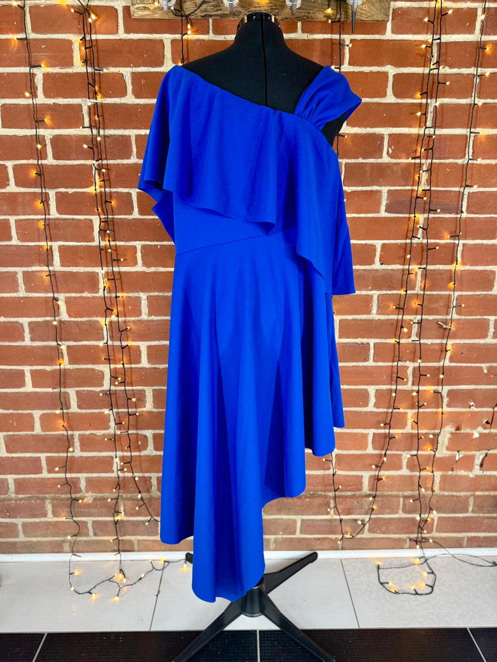 💙 Goddiva Plus Royal Blue Asymmetrical Midi Dress – UK 24 – BNWT - 125