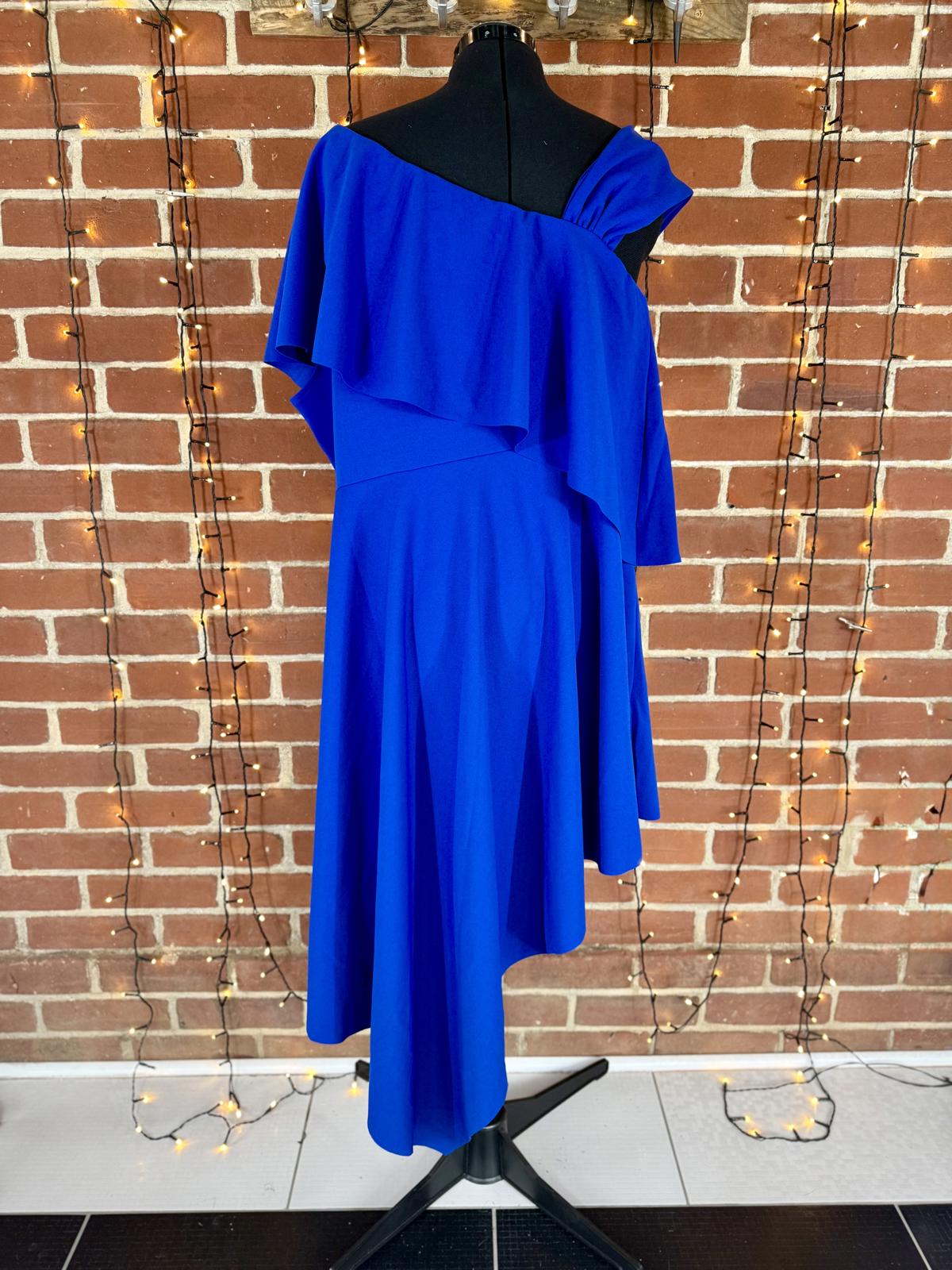 💙 Goddiva Plus Royal Blue Asymmetrical Midi Dress – UK 24 – BNWT - 125