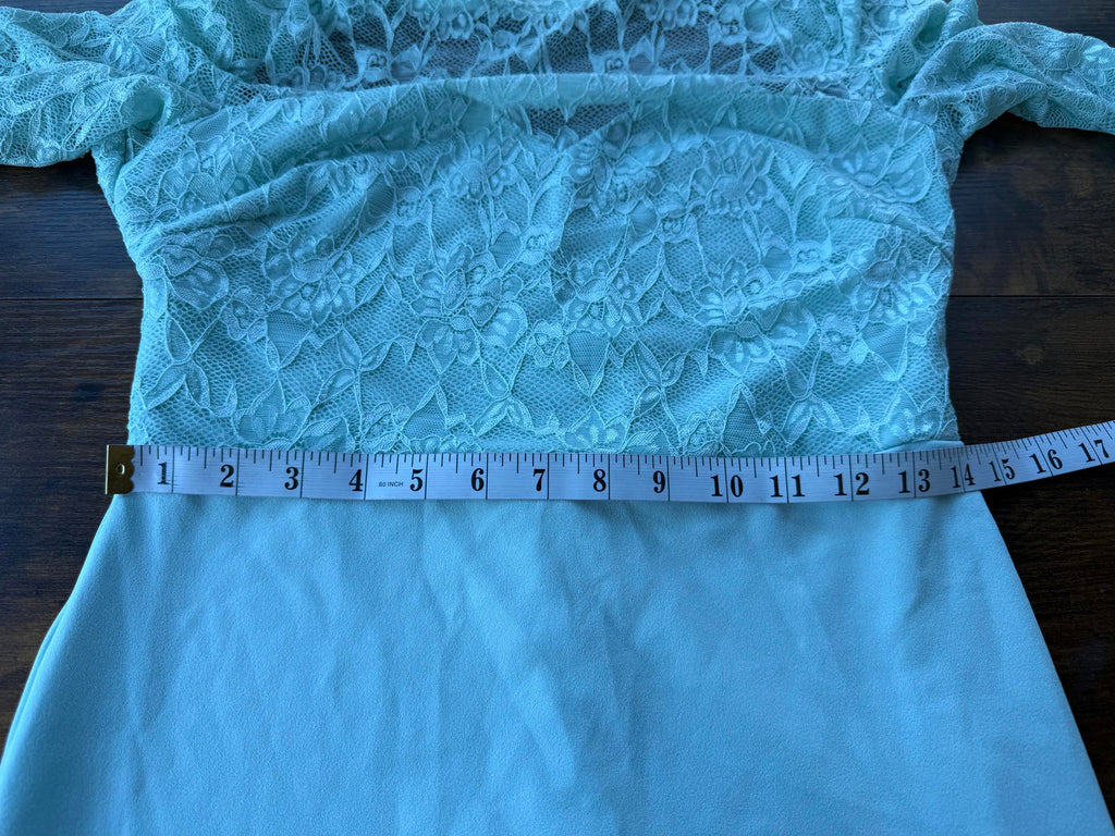 Goddiva Mint Green Lace High Neck Fishtail Midi Dress UK 10 BNWT