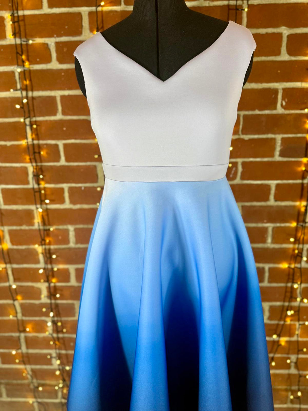 Goddiva London Light Blue Ombre Midi Dress UK 16 | Fit & Flare Skater       .175