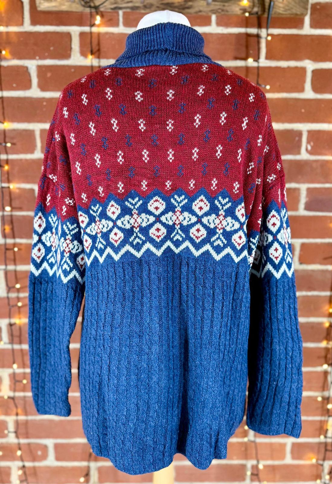 Vintage Fair Isle Nordic Knit Jumper Basic Editions Large USA Made