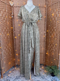 BNWT Goddiva Metallic Snake Print Maxi Dress UK10-12 Gold
