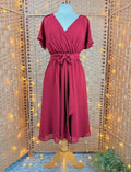 Goddiva Berry Chiffon Midi Dress UK 8 XS Flutter Sleeve BNWT