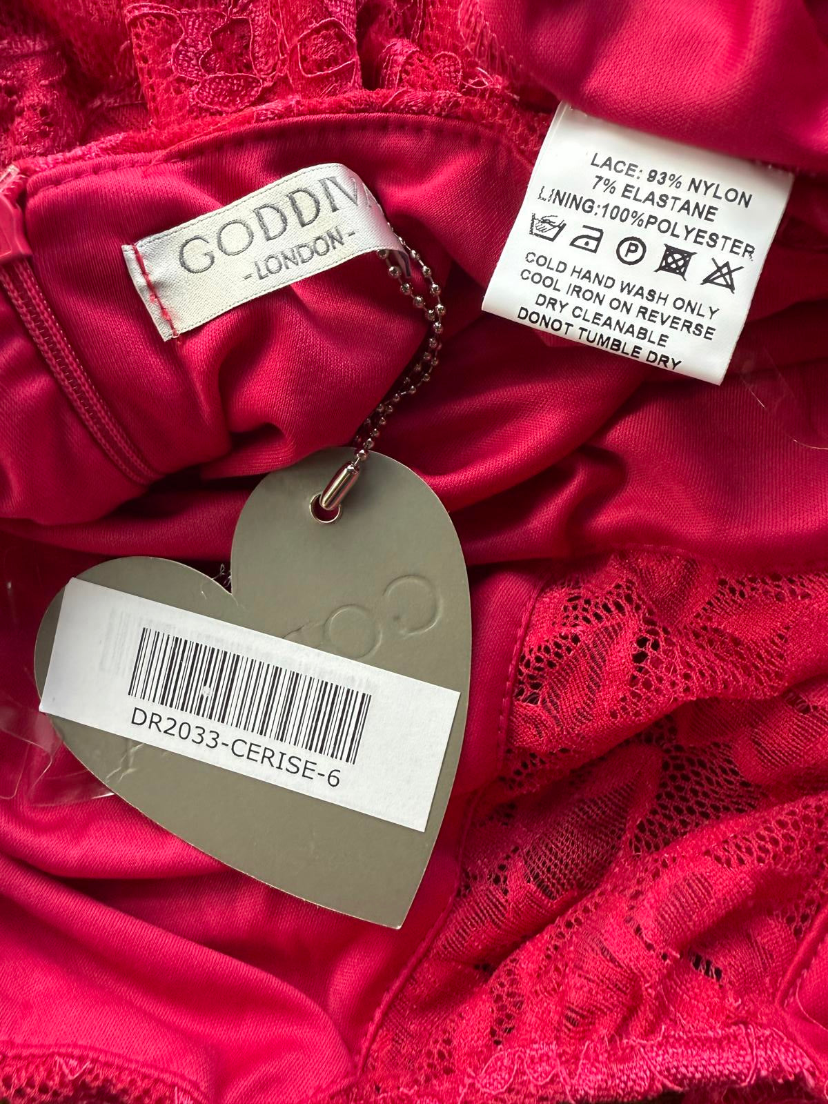 💃 GODDIVA LONDON DR2033 Cerise Lace Halter Maxi Dress – UK 6 - NWT