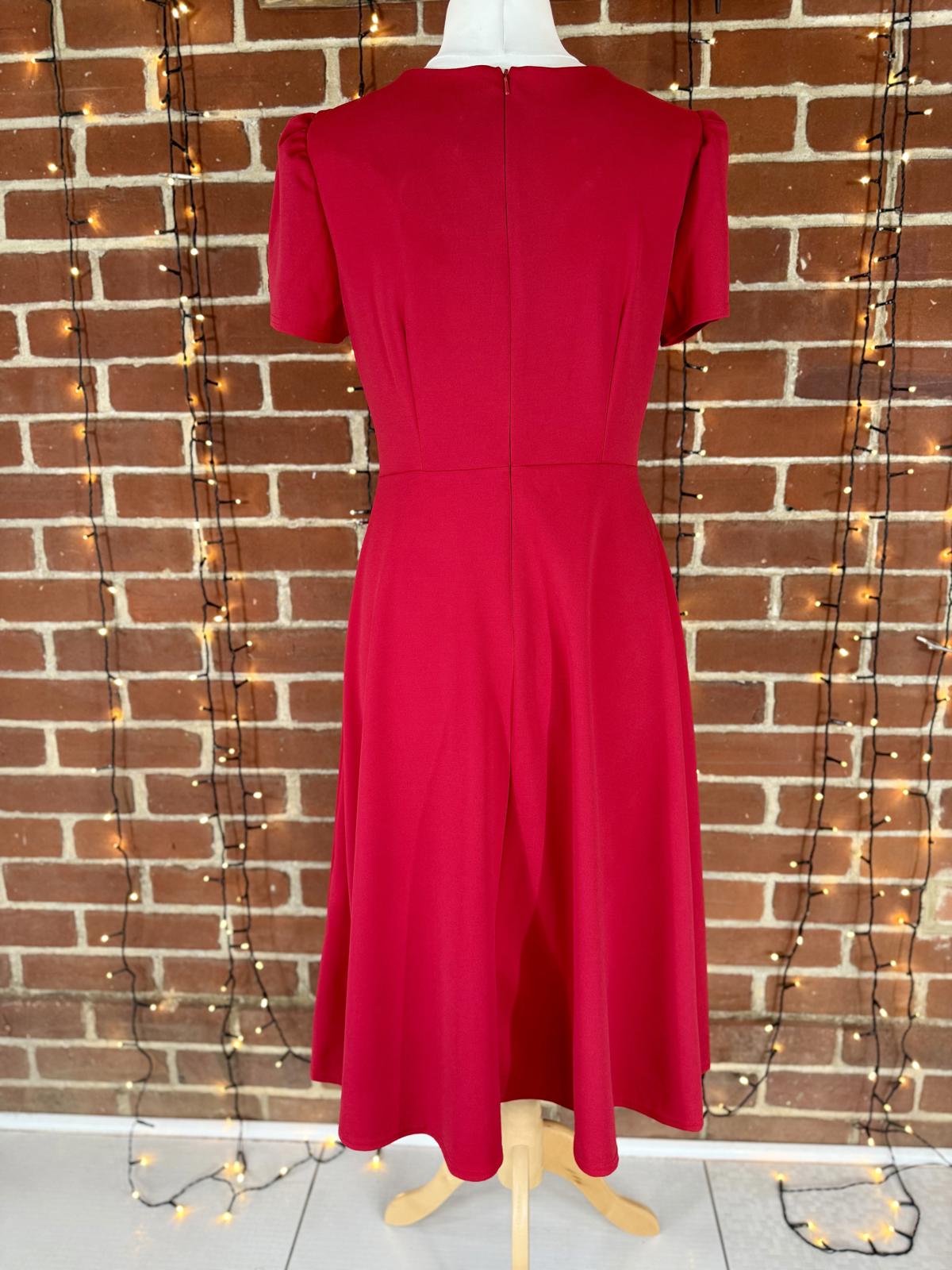 Goddiva London Red Ruffle Front Midi Dress – UK 14 – New With Tags #117