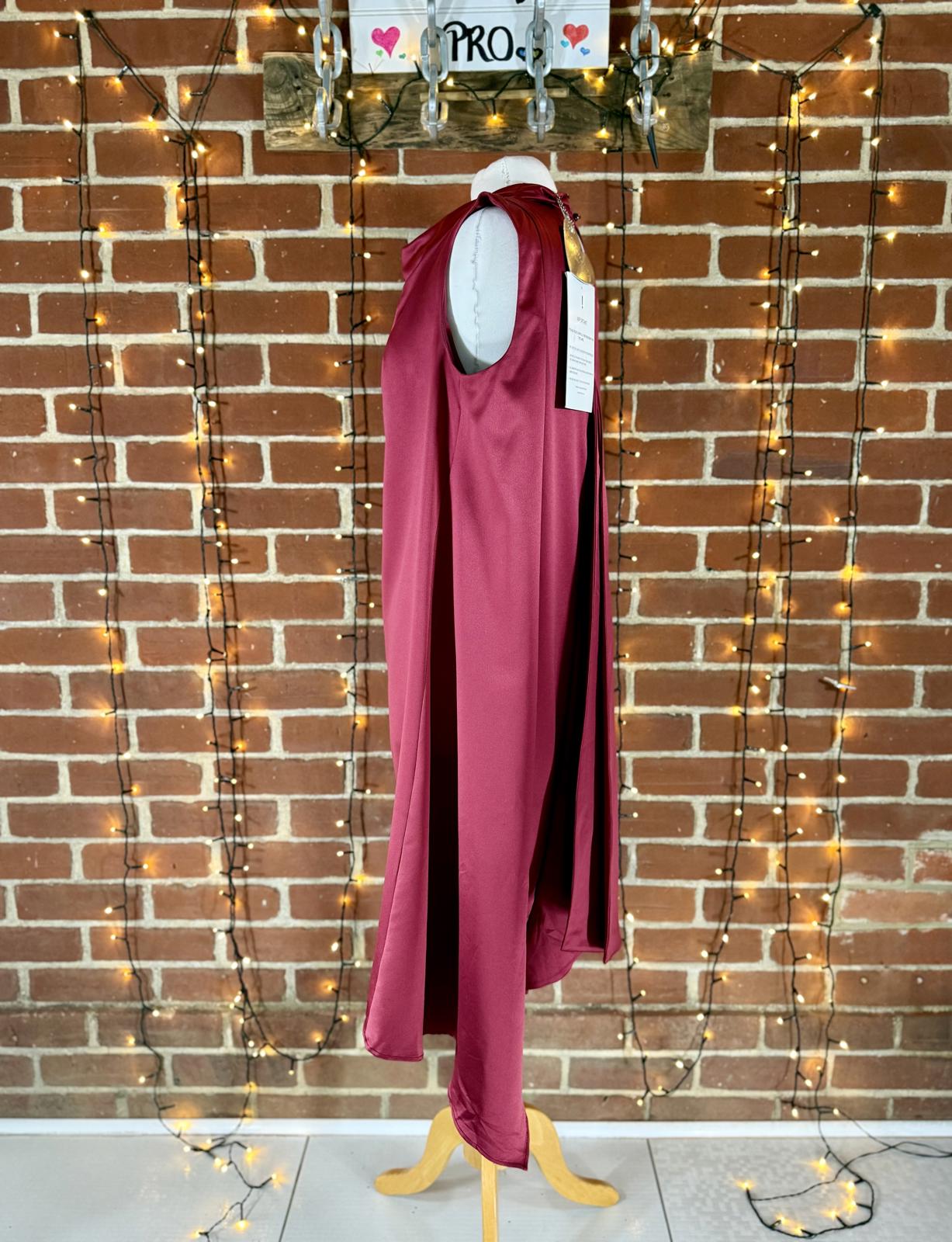 Goddiva DR4608 Berry Satin Maxi Gown UK 8–10 BNWT Evening Formal Dress #154