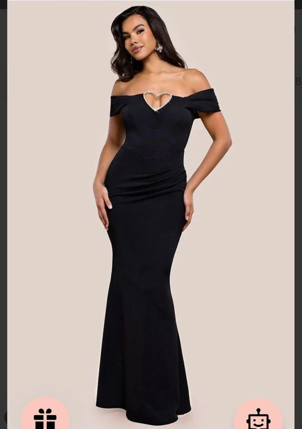 🖤 Barberellas Boutique Diamond Heart Off-Shoulder Gown – Size UK 8 #122