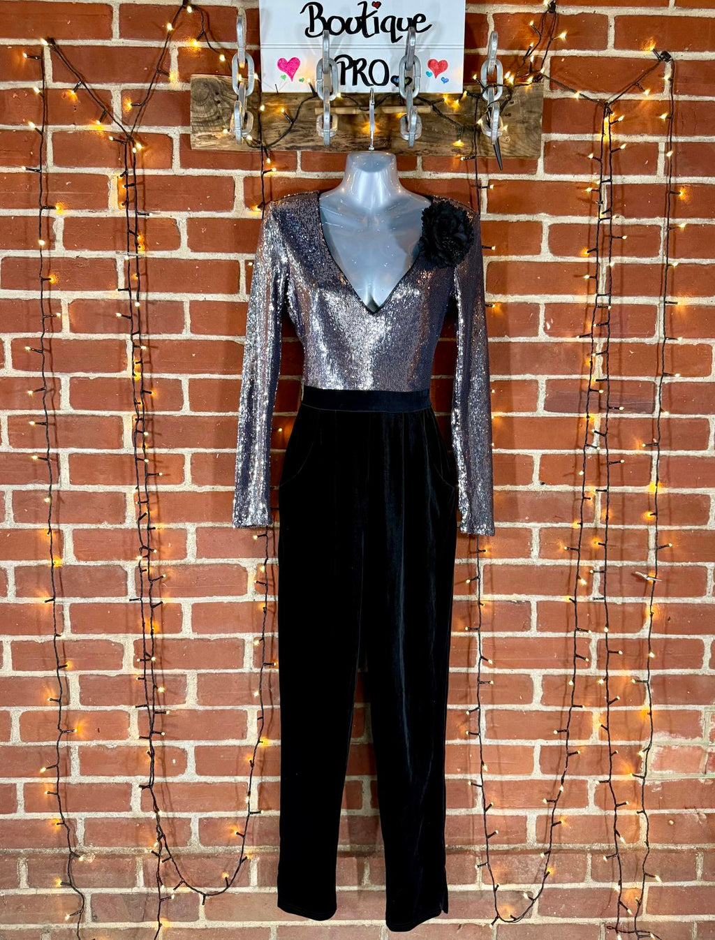 Goddiva Sequin Velvet Tuxedo Jumpsuit UK 8 Silver Black Party Outfit VGC #152
