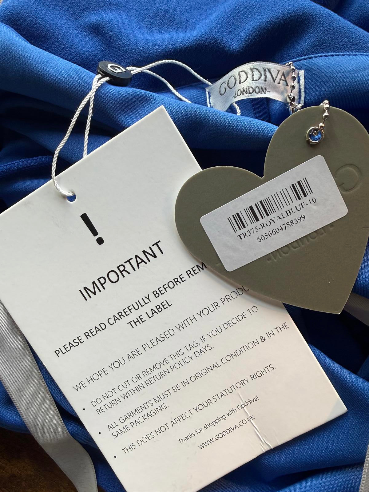 Goddiva London Royal Blue Bardot Jumpsuit UK 10 / US 6 BNWT                 .323