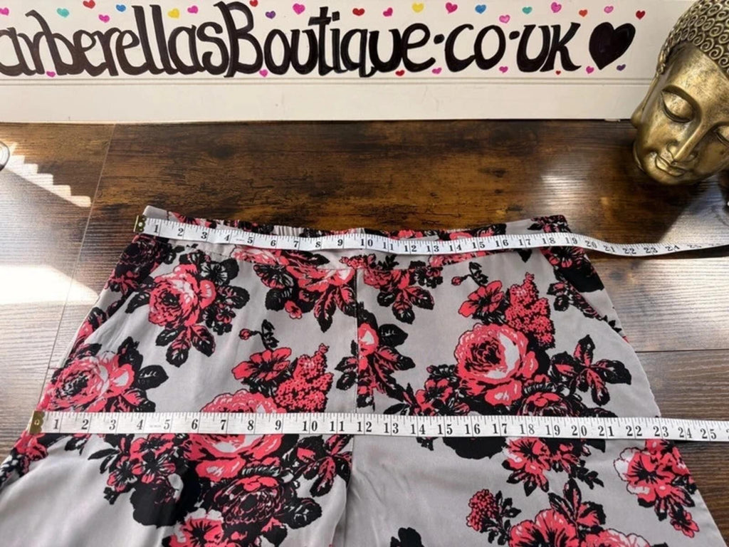 Atmosphere Floral Wide Leg Trousers UK 18-20 US 14-16 Grey