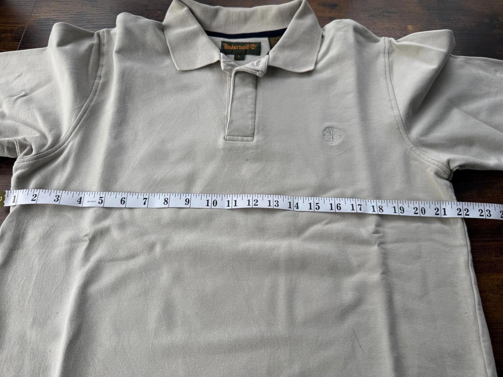 Timberland Polo Shirt Long Sleeve Beige Size L Vintage Y2K 90s NUM 44