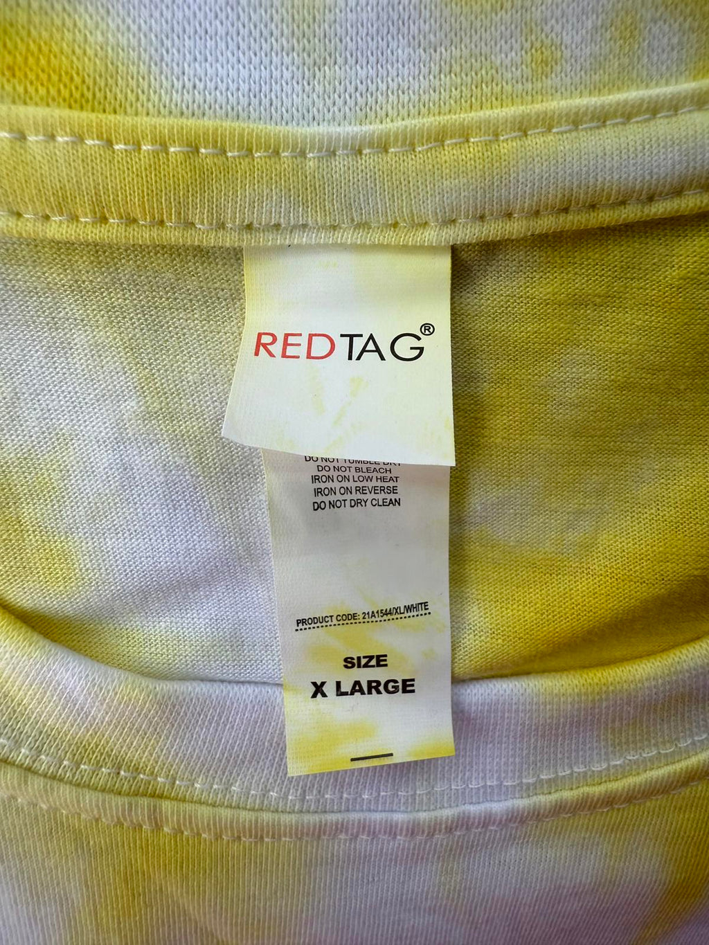 Hand Made Yellow and White Tie-Dye Short Sleeve T-Shirt - Size XL