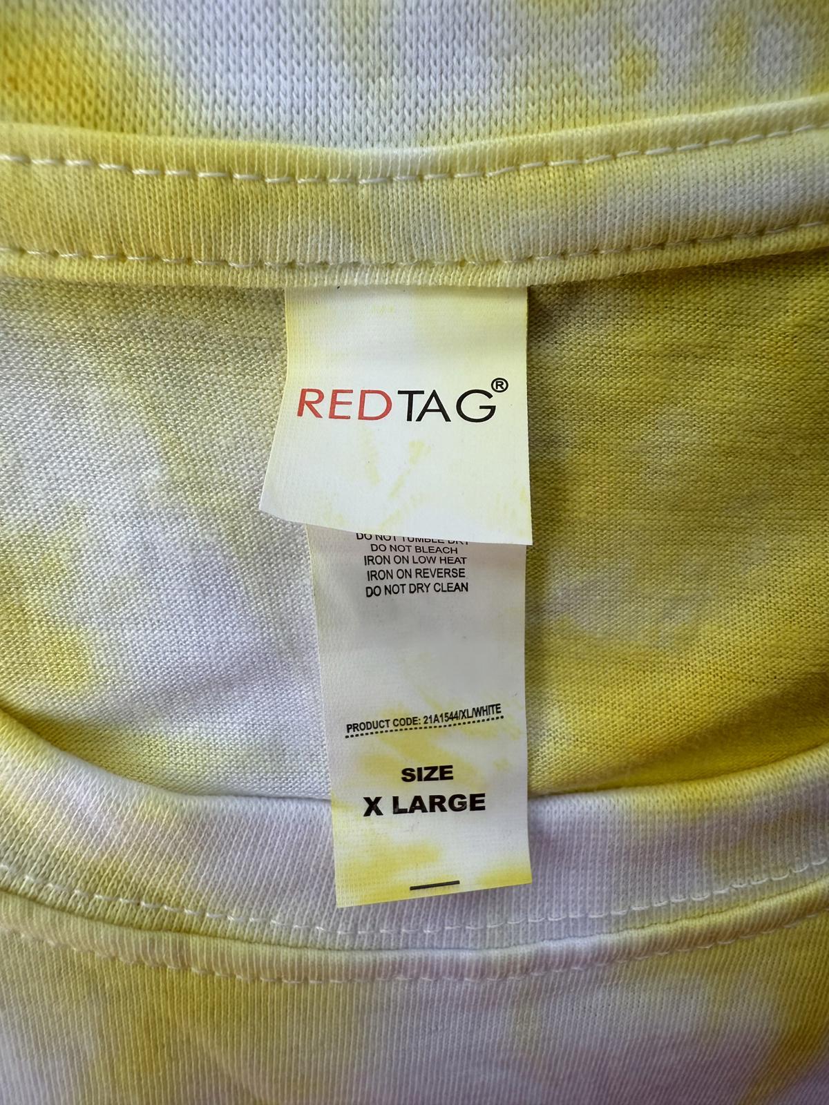 Hand Made Yellow and White Tie-Dye Short Sleeve T-Shirt - Size XL