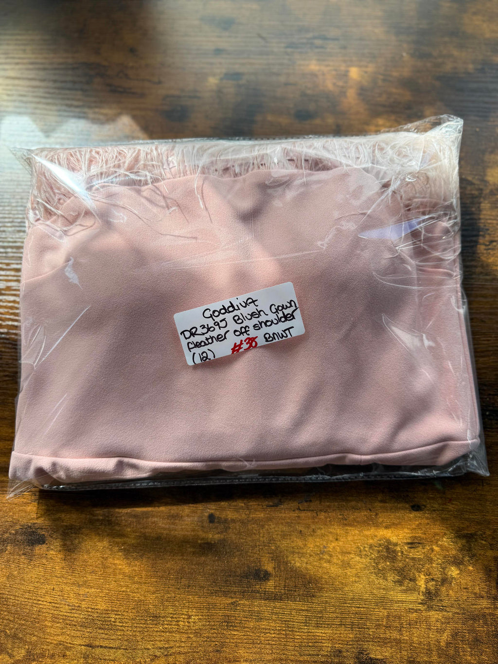 Goddiva Blush Feather Bardot Maxi Dress UK 12 / US 8 Slit Evening            .38