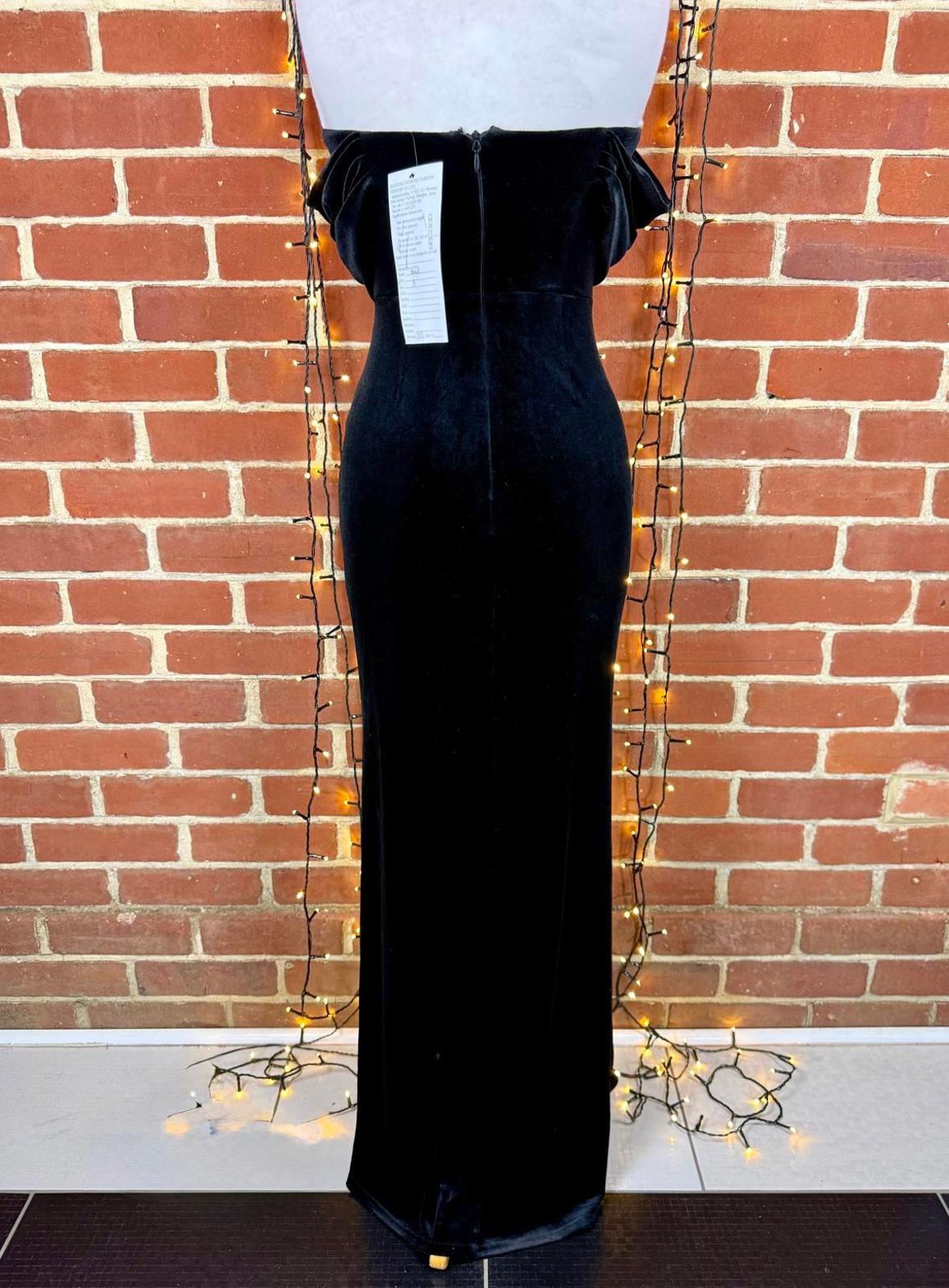 Goddiva Black Velvet Strapless Maxi Dress UK 8 US 4 Sample BNWT        sku410