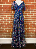 Goddiva DR3798 Navy Floral Embroidered Maxi Dress – UK 8  BNWT            90